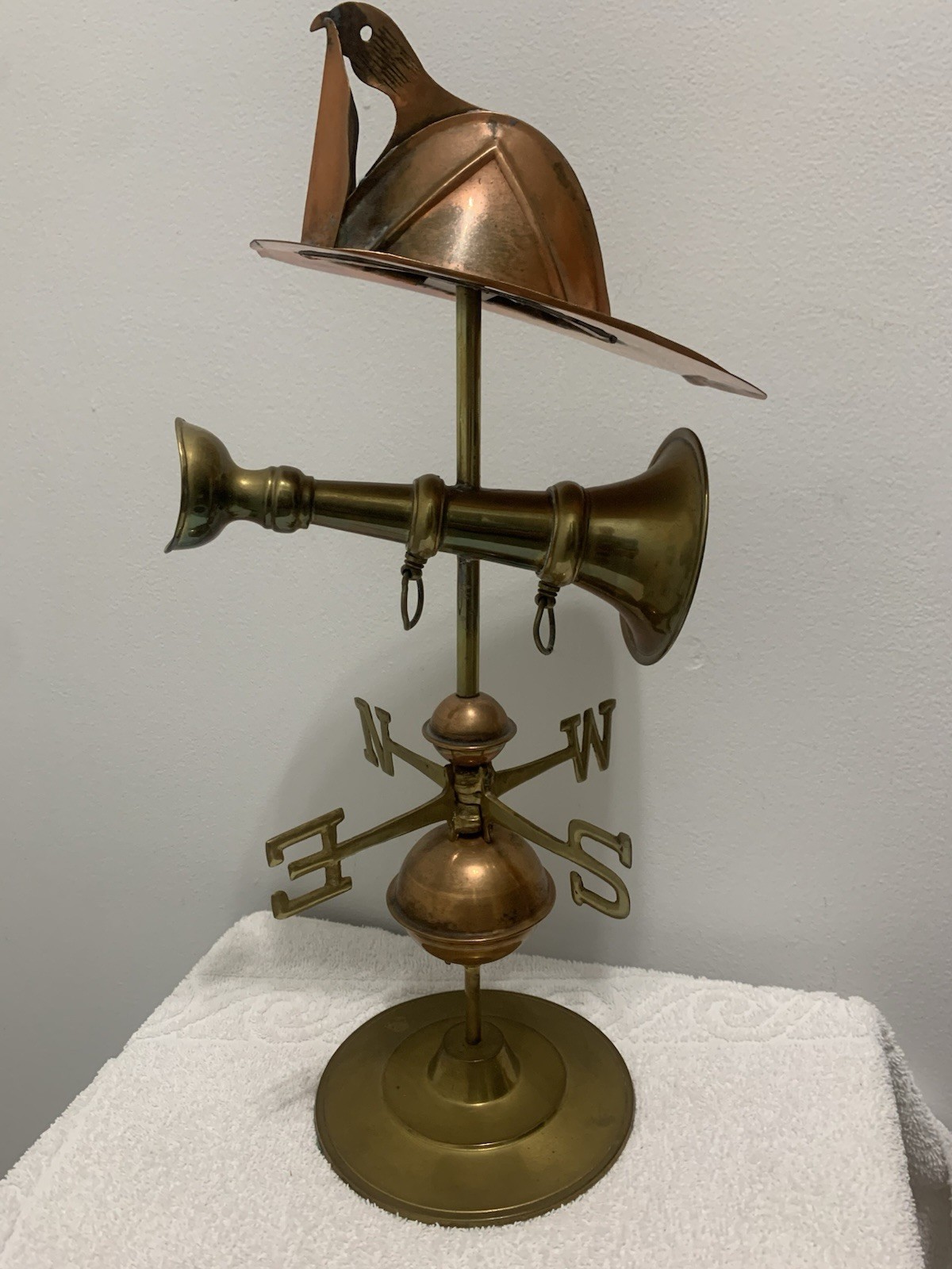 🔥 Vintage Fireman\'s Weathervane Copper & Brass Desktop or Tabletop Very Unique