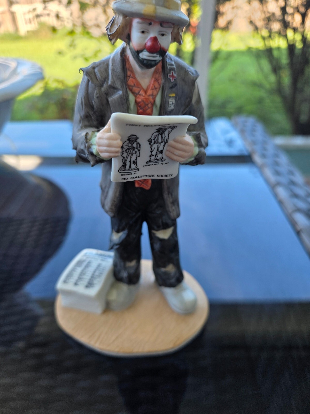 Vintage Clown Figurine Reading Newspaper - Collectors Society 1984-1994 Edition