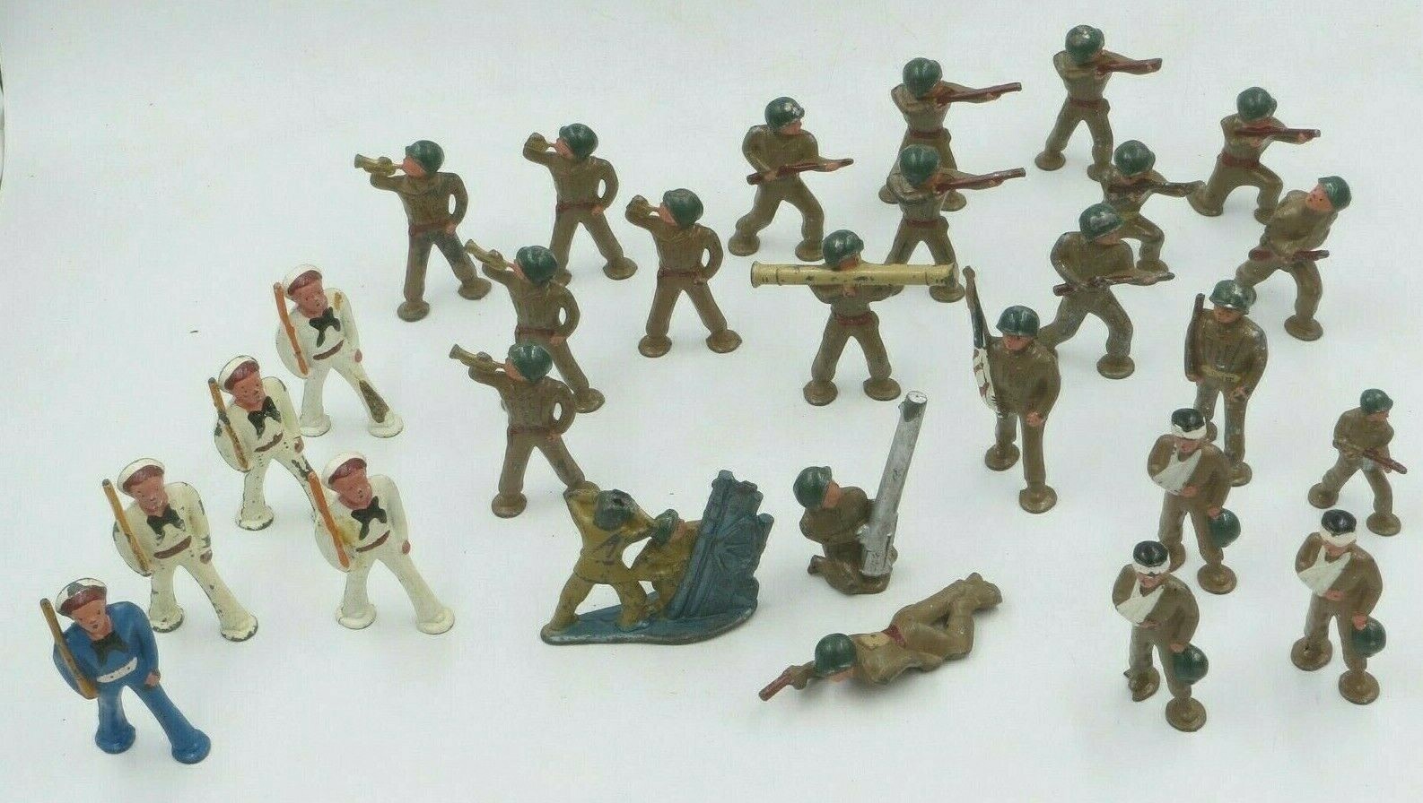 28 pc Lot Diecast Lead Barclay ETSY Soldiers Navy Hand Painted Figurines Vintage