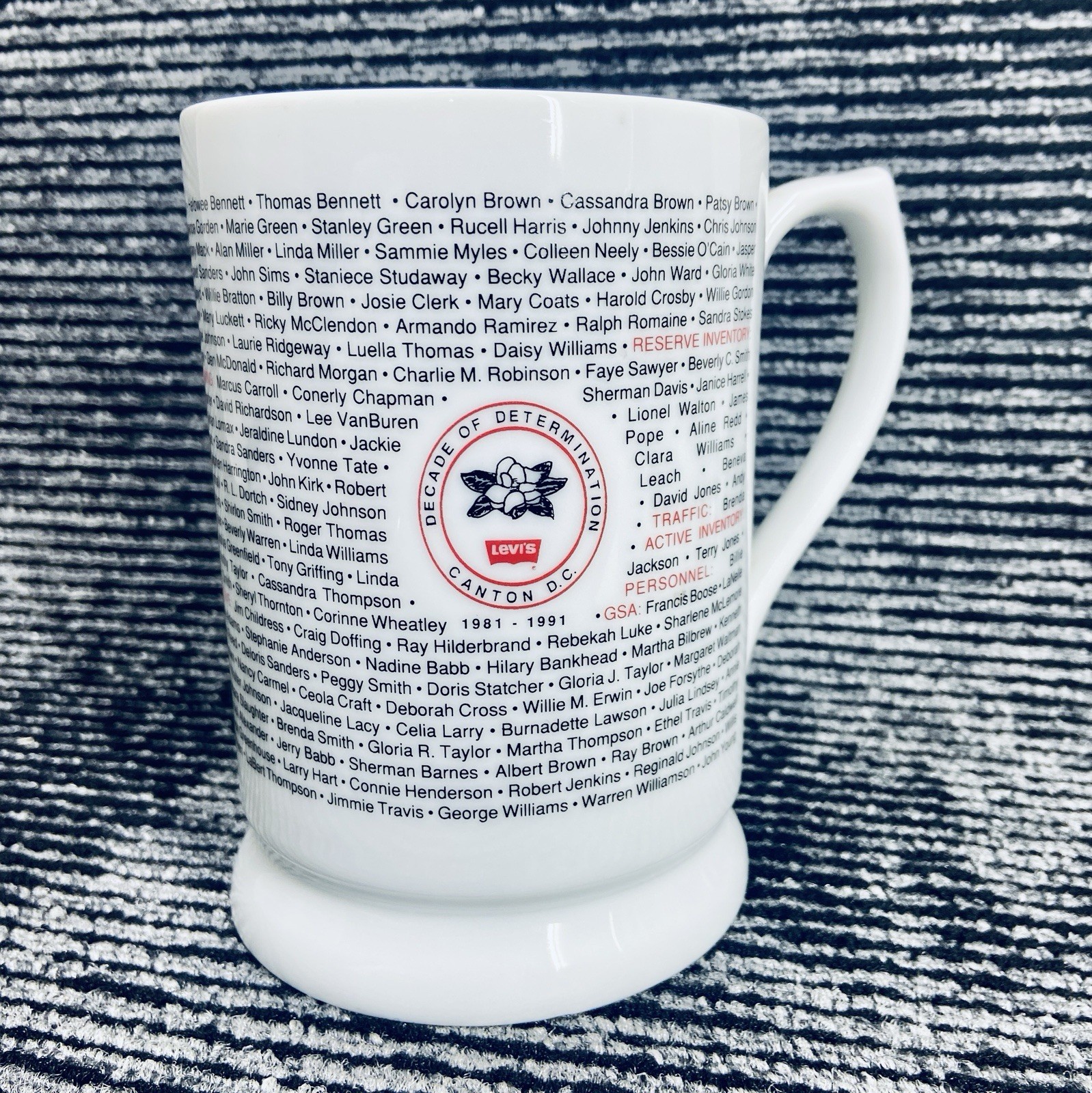 Vintage LEVI’S Decade of Determination 1981-1991 Canton DC Employees Mug Vintage LEVI’S Decade of Determination 1981-1991 Canton DC Employees Mug
