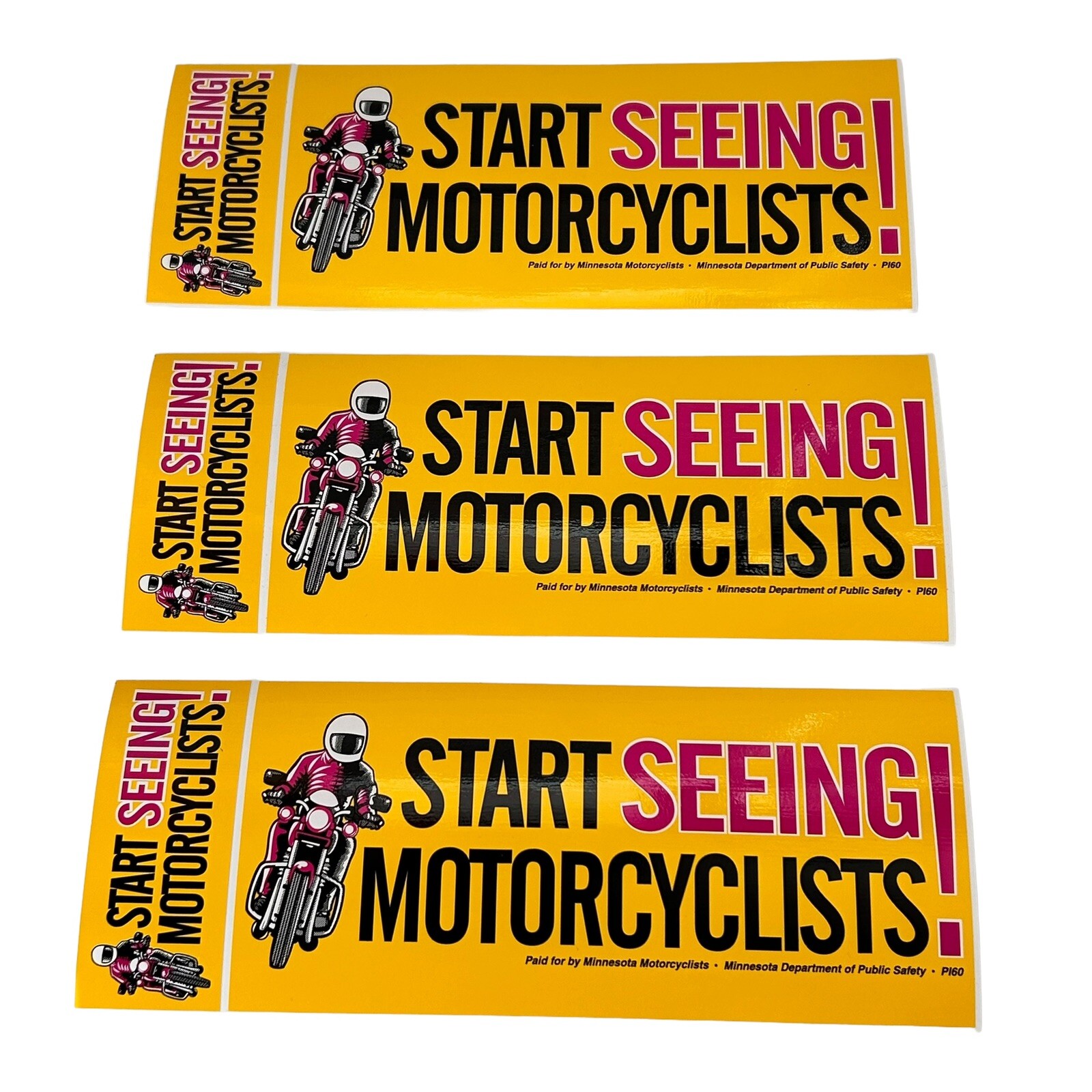 Vintage Start Seeing Motorcyclist Bumper Sticker Motorcycles Minnesota Lot of 3 Vintage Start Seeing Motorcyclist Bumper Sticker Motorcycles Minnesota Lot of 3