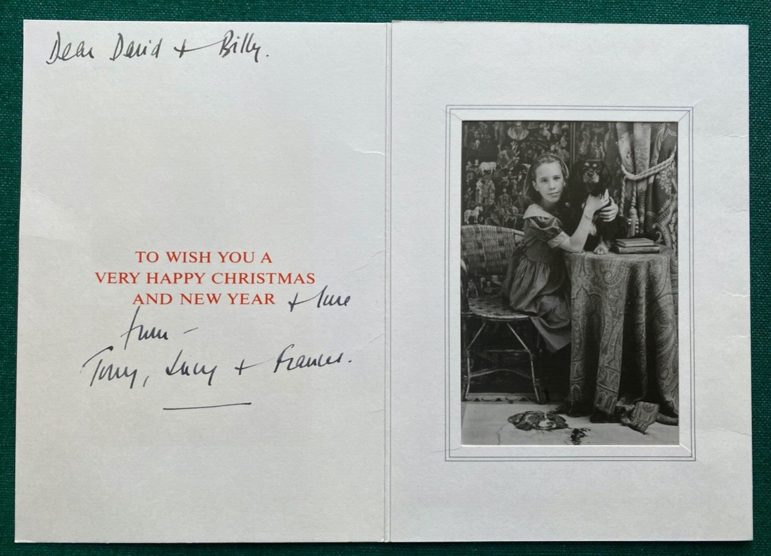 Princess Margaret Husband Earl Snowdon Signed Christmas Card Photo of Daughter