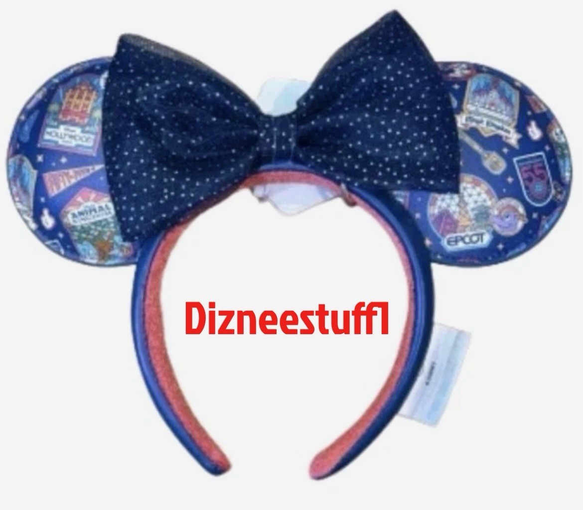 Disney World 55th Anniversary Fireworks Minnie Ears Organza Bow Headband - NEW