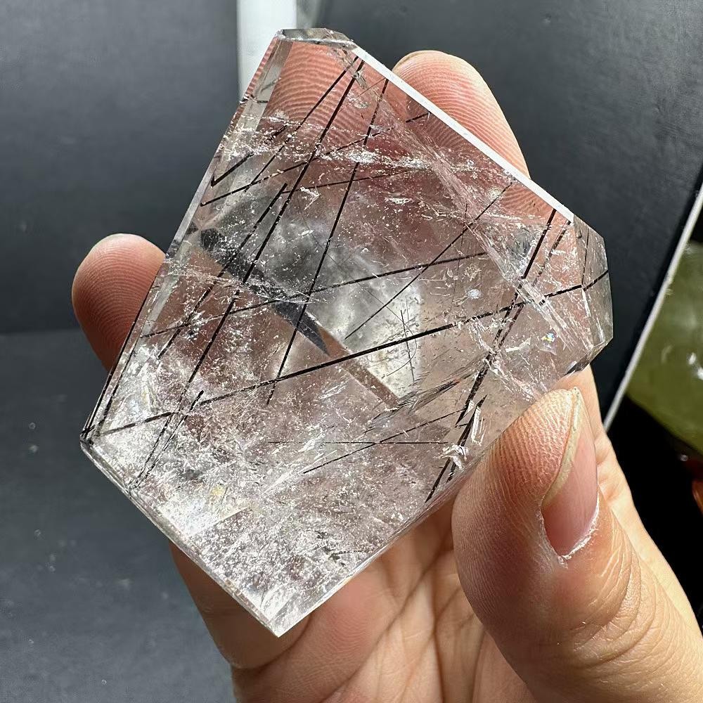 152g Natural Black Rutilated Quartz Freeform Crystal Reiki Decor