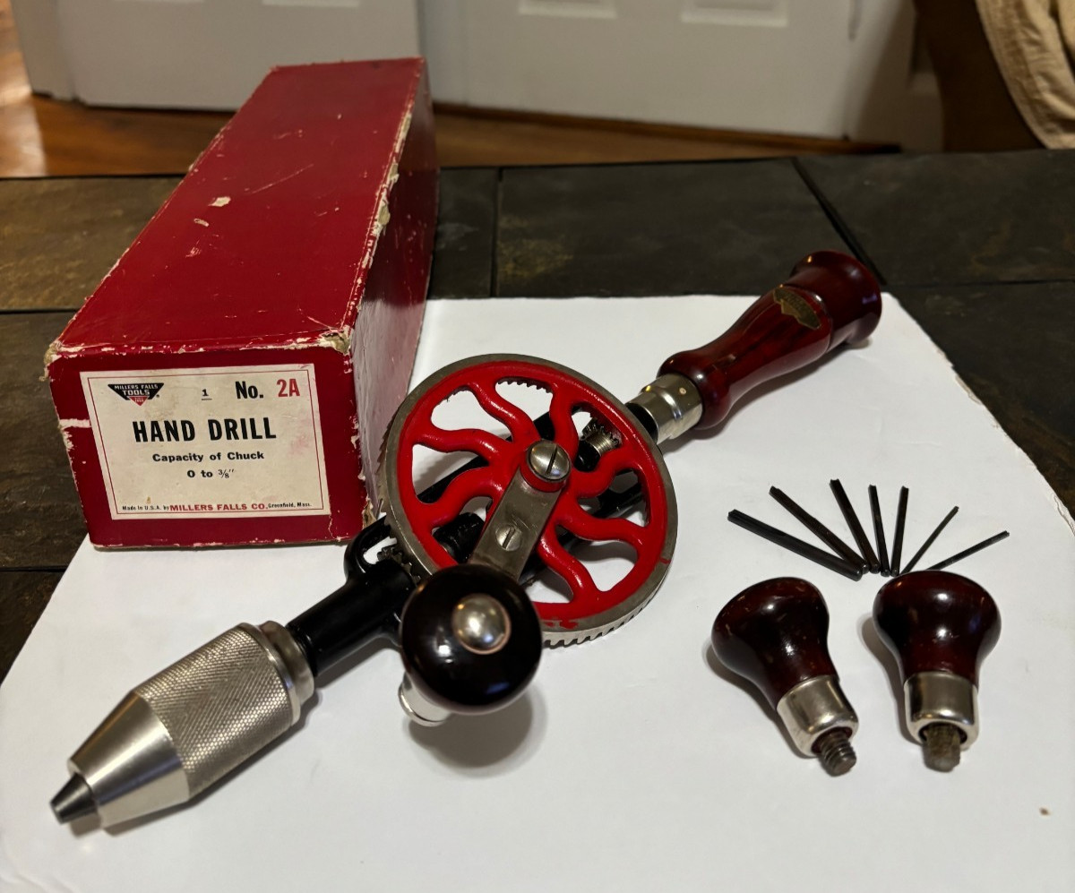 Vintage Millers Falls No. 2A Eggbeater Hand Drill 3/8 Original Box Very Nice