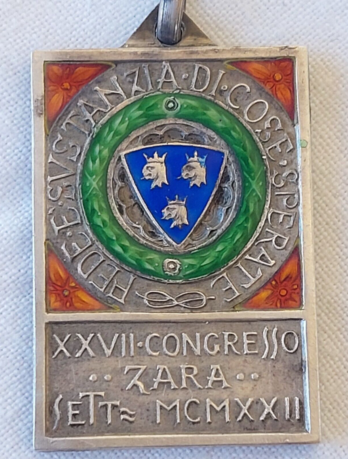 DISTINTIVO XXVII CONGRESO ZARA ASSOCIAZIONE DANTE ALIGHIERI 1922 DISTINTIVO XXVII CONGRESO ZARA ASSOCIAZIONE DANTE ALIGHIERI 1922