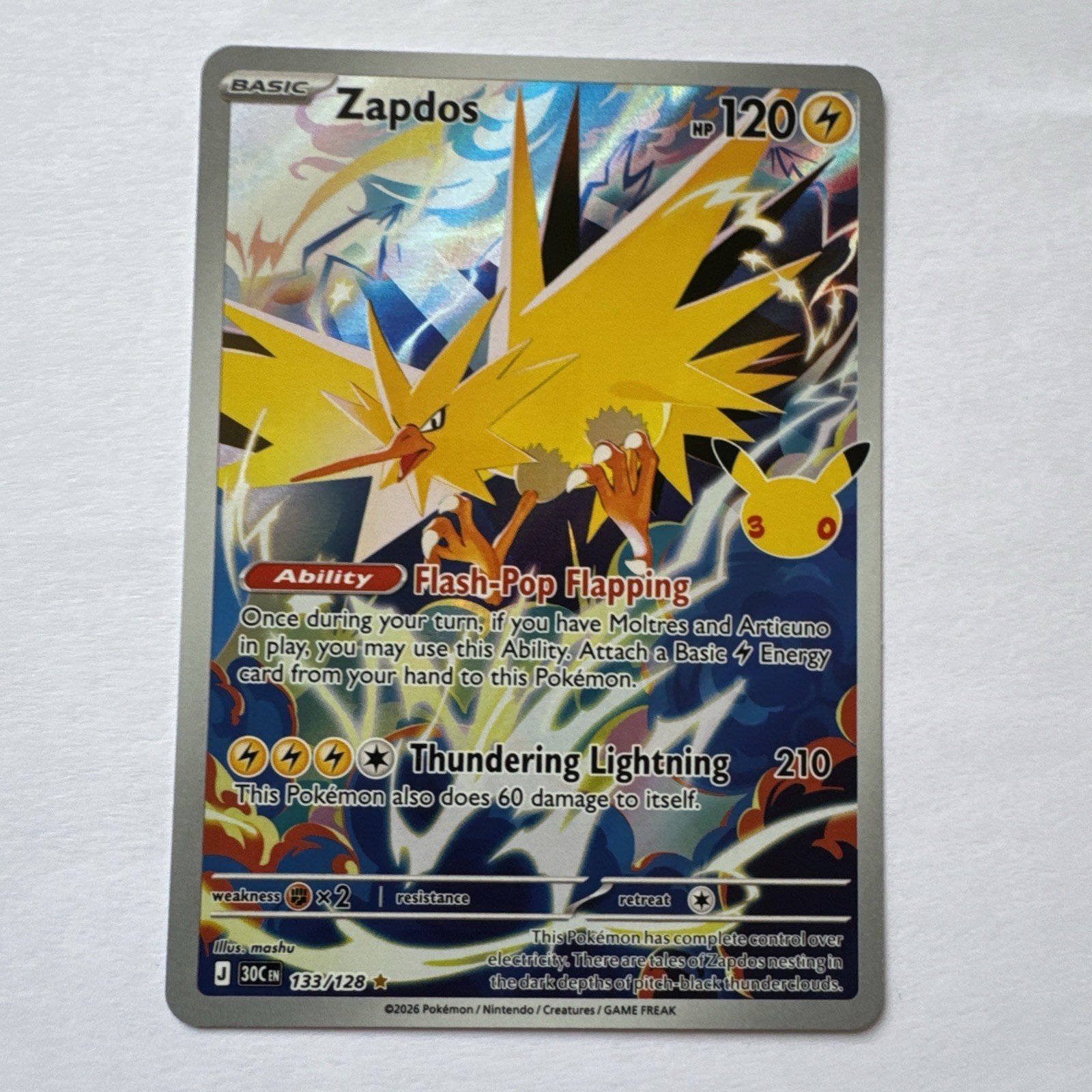 Zapdos 133/128 30th Celebrations Pokemon NM