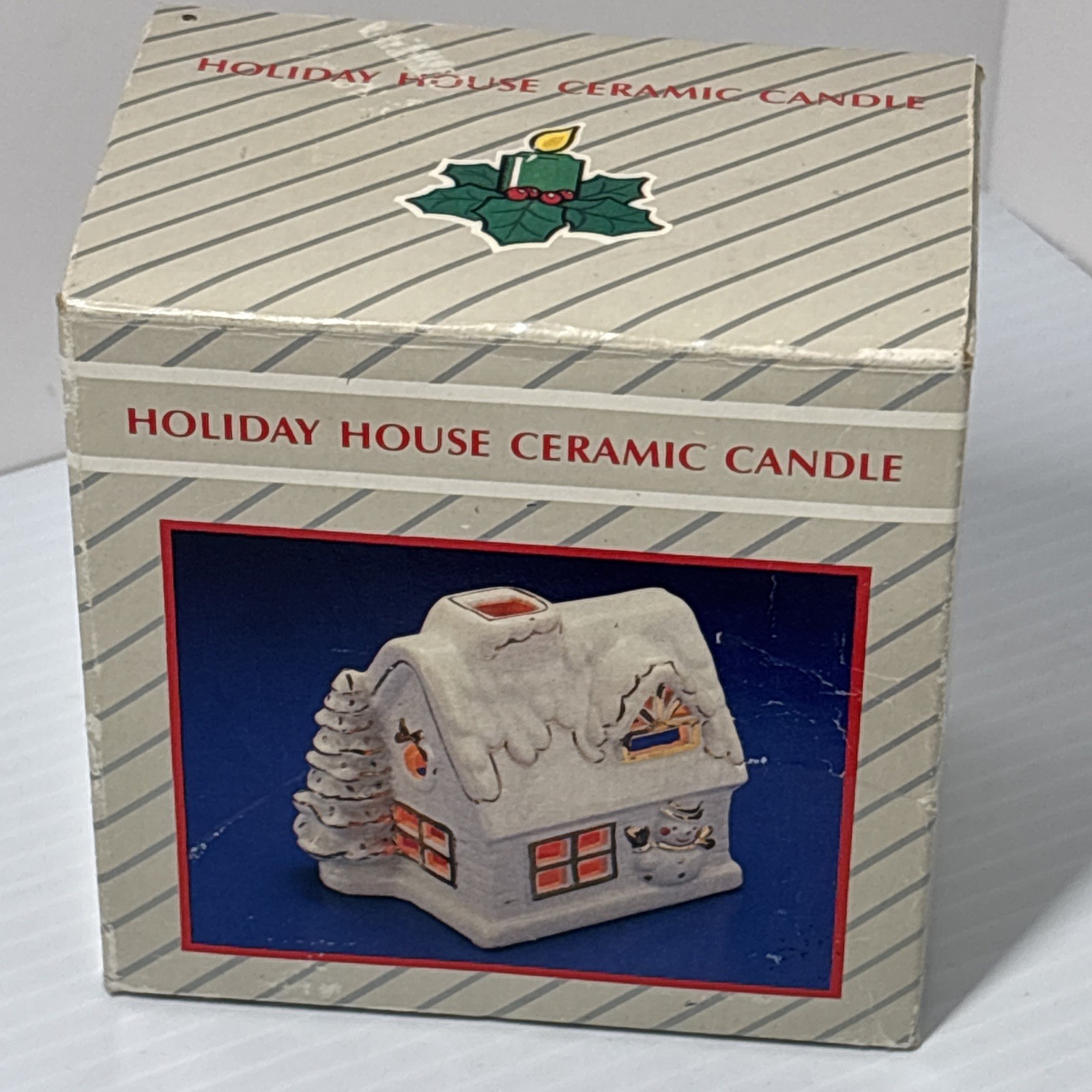 Vintage Jasco Holiday House Snowman Ceramic Candle TeaLight Holder 4.25H” #423