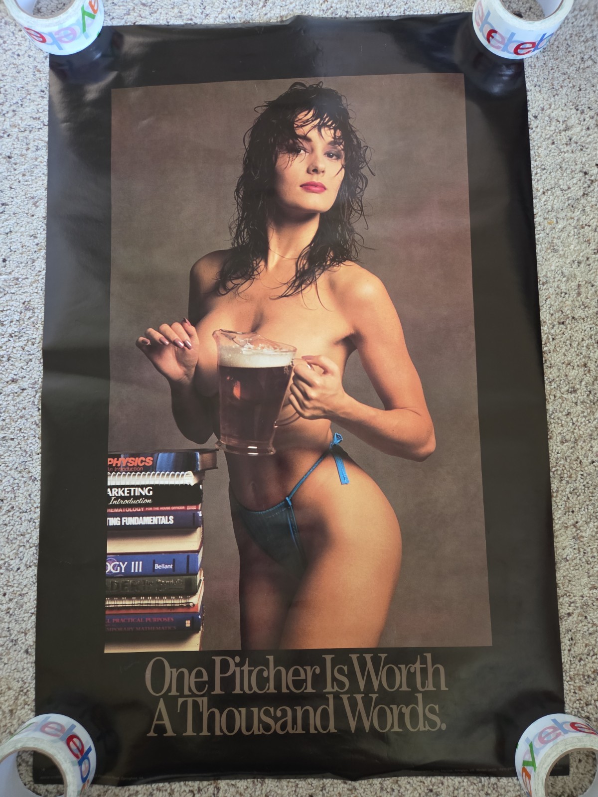 Vtg 1988 Poster One Pitcher Is Worth A Thousand Words Pinup Girl College Beer Vtg 1988 Poster One Pitcher Is Worth A Thousand Words Pinup Girl College Beer