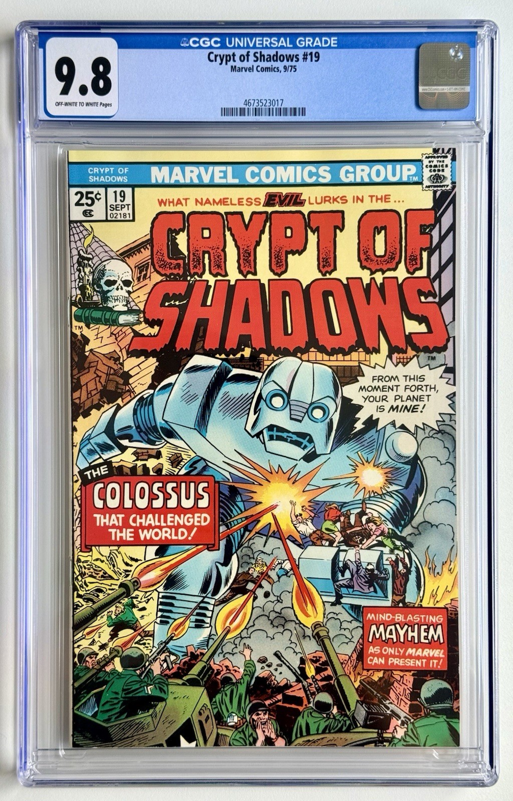 CRYPT OF SHADOWS 19 ◉ CGC 9.8 * MONSTER HORROR 1975 * 1 OF 4 VERY SCARCE   👀