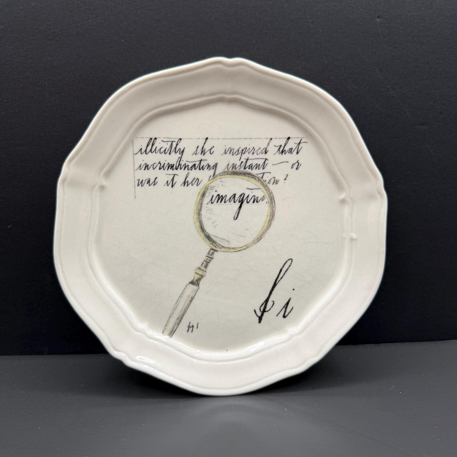 Rare Anthropologie Linea Carta Canapé Plate: Calligrapher Magnifying Glass Rare Anthropologie Linea Carta Canapé Plate: Calligrapher Magnifying Glass