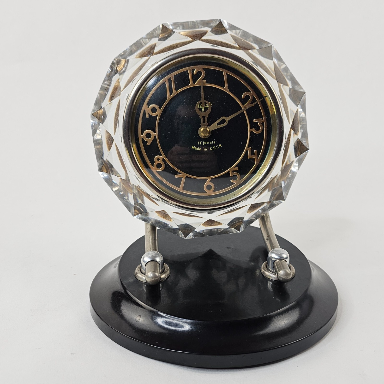 Vintage Majak Crystal Desk Clock, Made in USSR, 3309-65