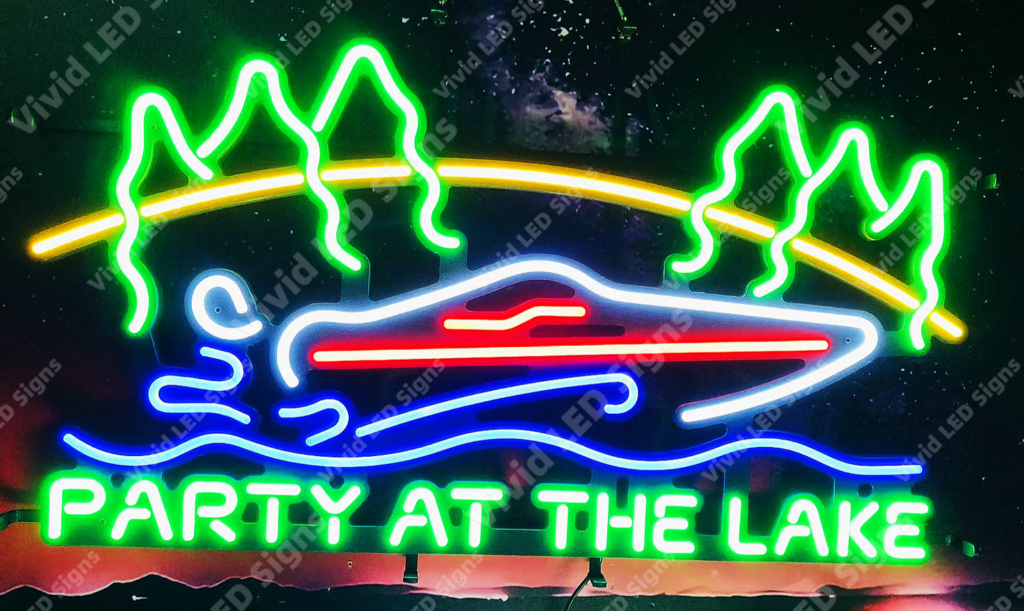 Party At The Lake Speedboat Boat Vivid LED Neon Lamp Sign Light With Dimmer 24\