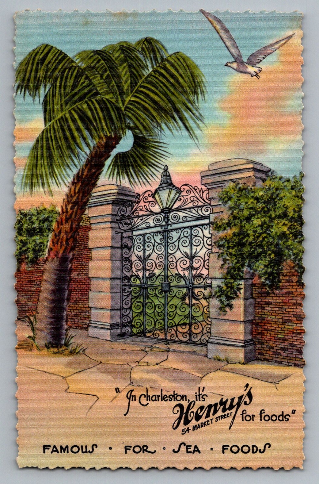 Charleston South Carolina SC Henry\'s 54 Market Street Curt Teich Postcard 1939