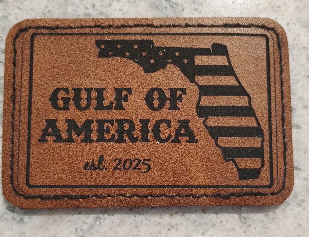 Gulf Of America Laser Engraved Morale Patch Hook & Loop 3x2 Tan Leatherette Gulf Of America Laser Engraved Morale Patch Hook & Loop 3x2 Tan Leatherette