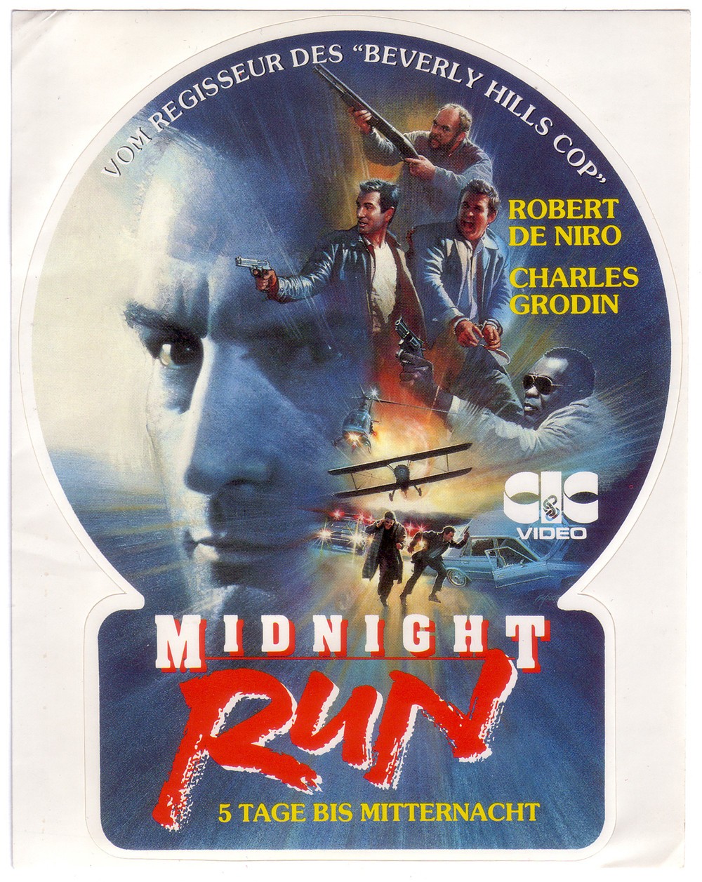 vintage CINEMA STICKER - MIDNIGHT RUN - ROBERT DE NIRO CHARLES GRODIN action movie