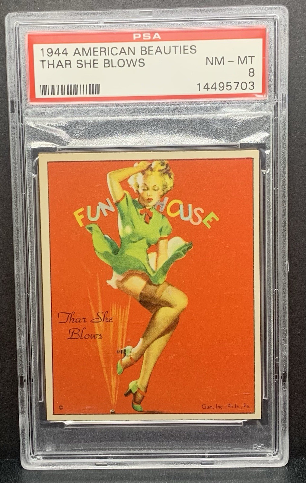1944 Gum Inc American Beauties R-59 THAR SHE BLOWS PSA 8 NM-MT