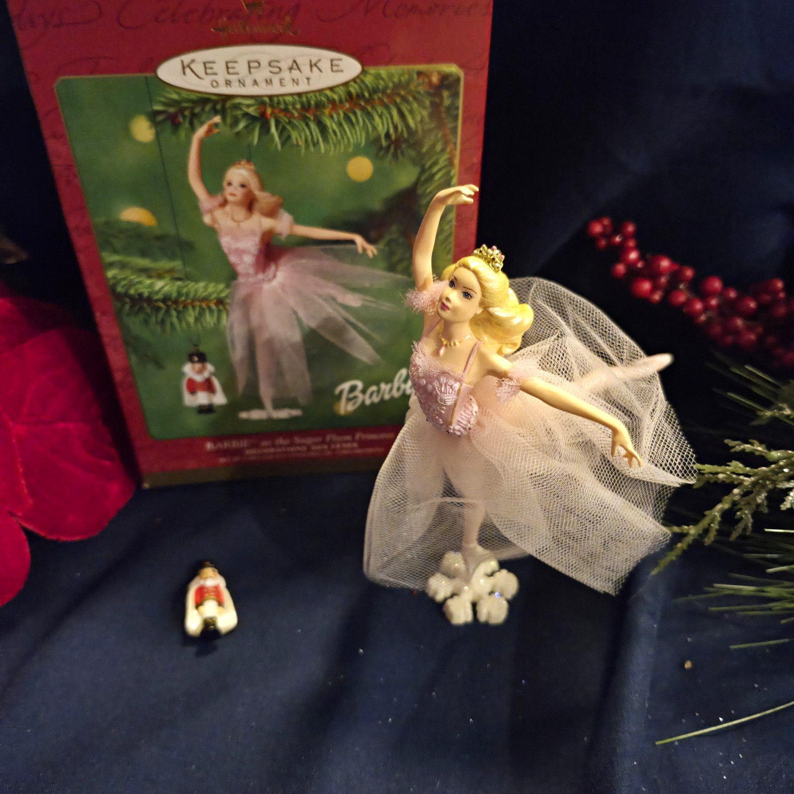 Vtg Hallmark Keepsake Barbie Sugar Plum Princess Ornament Set of 2 2001