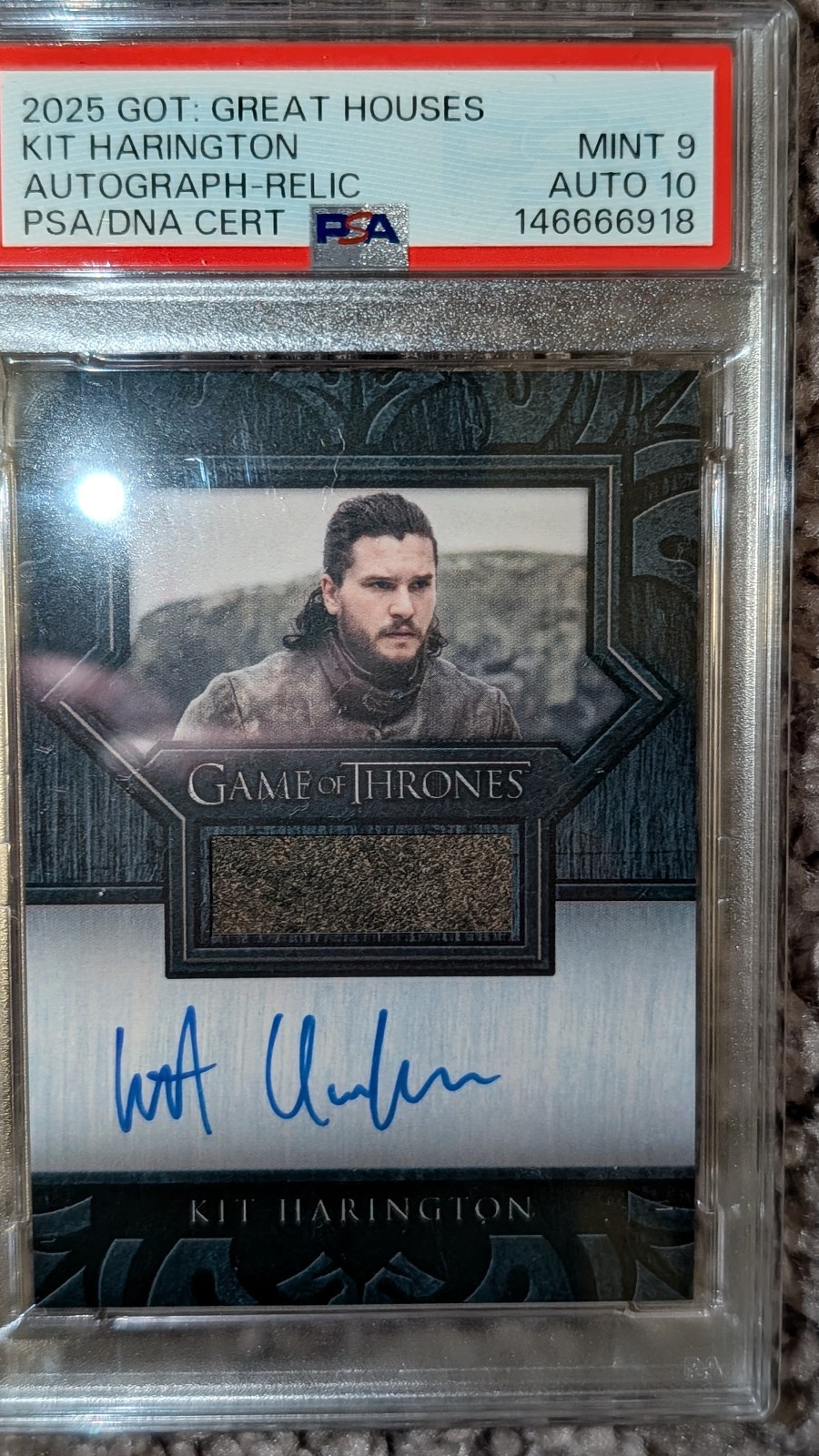 2025 Rittenhouse Game of Thrones Kit Harington Auto Autograph Relic PSA9/Auto 10