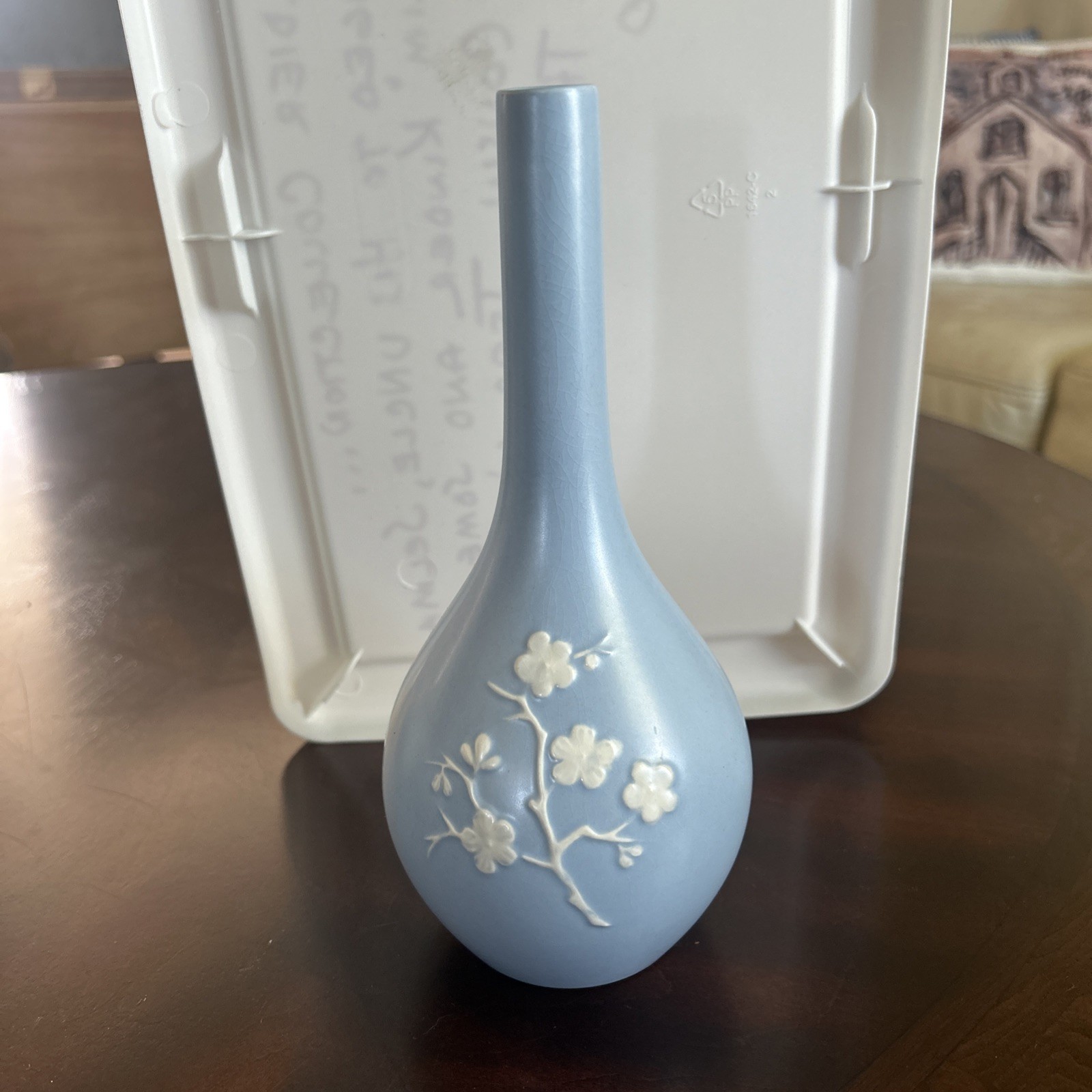 Vintage Copeland Spode England Blue Jasperware Vase Cherry Blossom Motif - K1176 Vintage Copeland Spode England Blue Jasperware Vase Cherry Blossom Motif - K1176