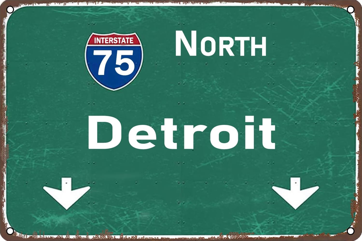 Street Tin Metal Signs North Detroit Interstate 75 Road Sign for Airport Highwa Street Tin Metal Signs North Detroit Interstate 75 Road Sign for Airport Highwa