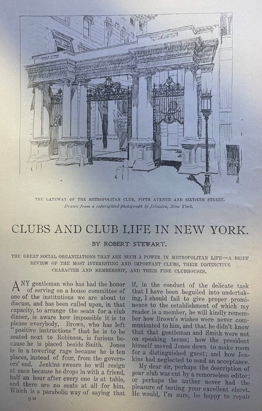 1899 New York Clubs Metropolitan Club Union League Club Colonial Club 1899 New York Clubs Metropolitan Club Union League Club Colonial Club