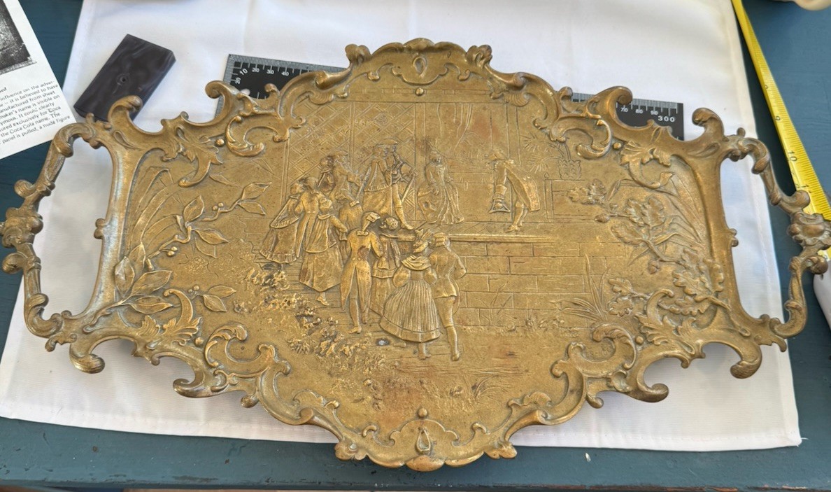 19th-century Victorian gilt bronze relief tray 19” Wide By Maximillian Ringel 19th-century Victorian gilt bronze relief tray 19” Wide By Maximillian Ringel