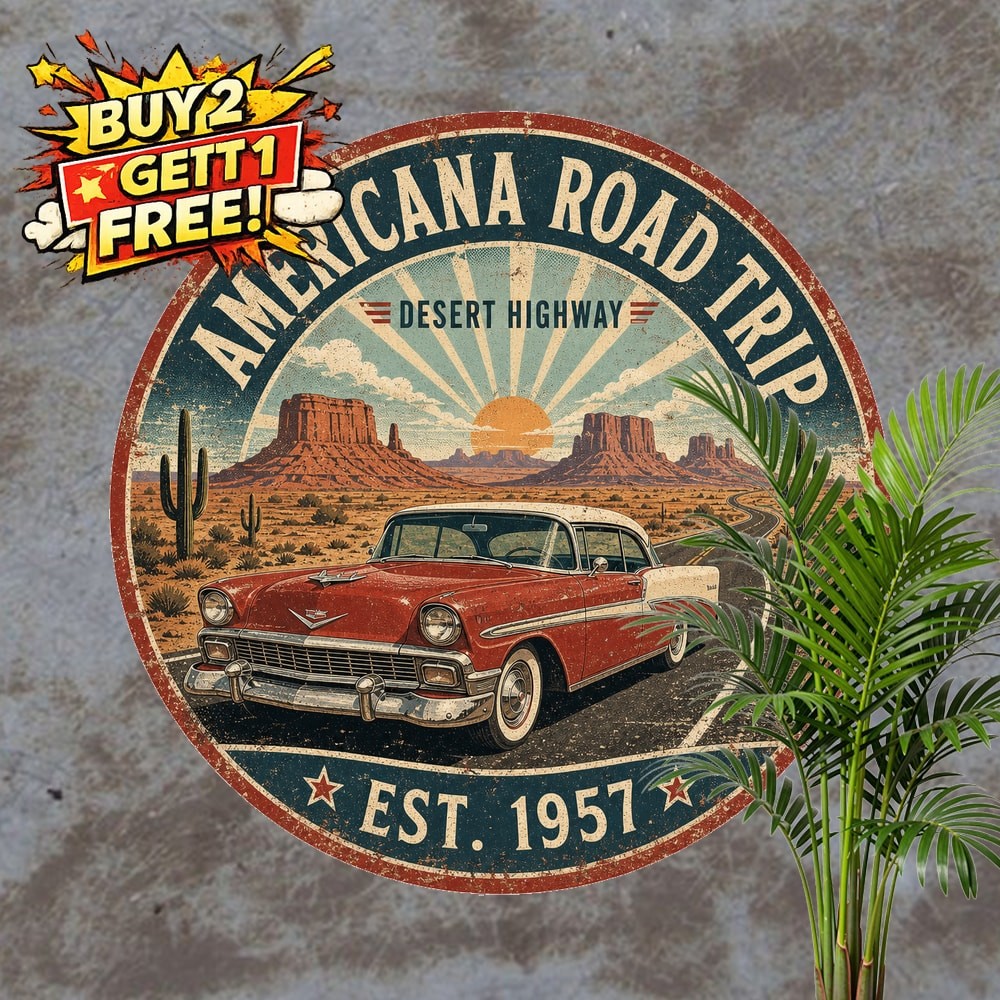 Retro Highway Route Metal Sign Vintage Americana Home Wall Decor Plaque 8x8