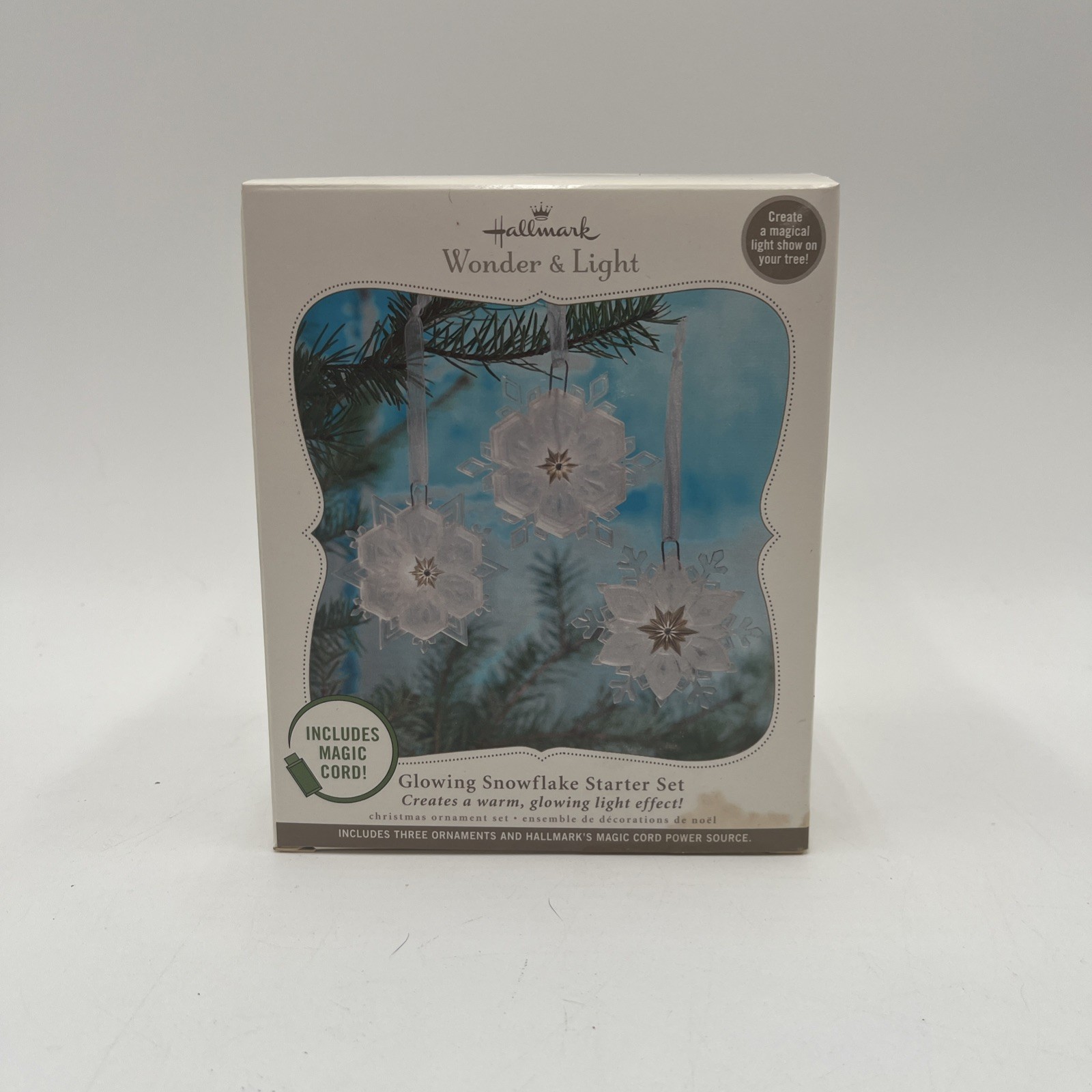 Hallmark Wonder & Light Christmas ornament Glowing Snowflake Starter Set NIB