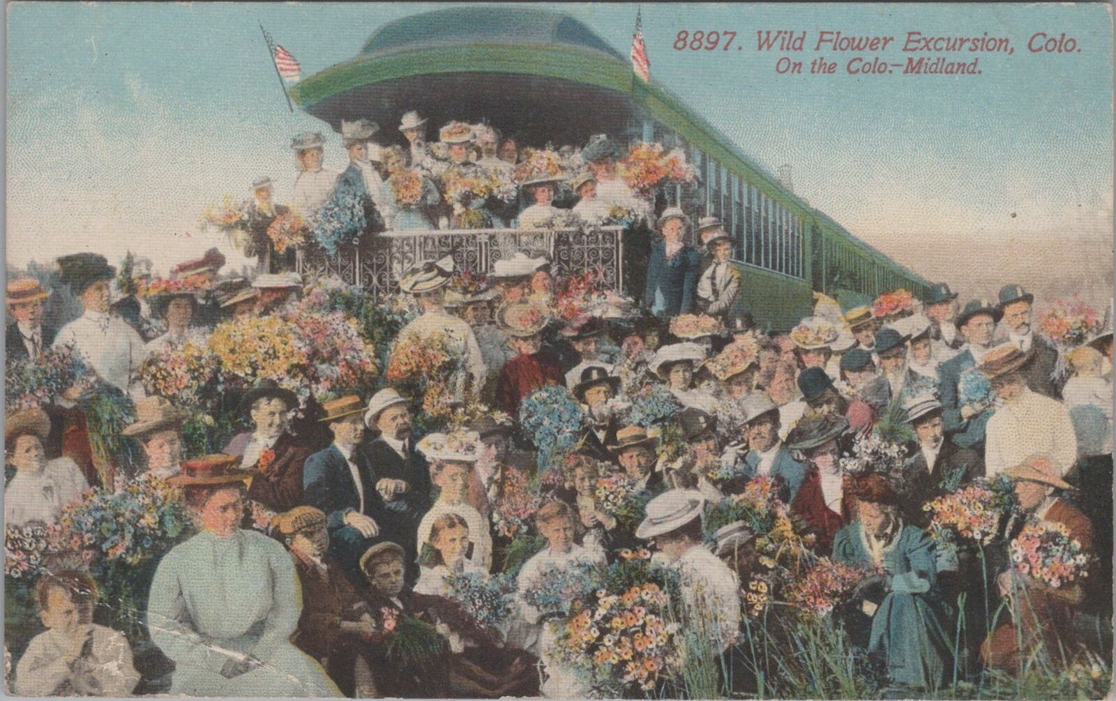 Postcard Wild Flower Excursion Colorado CO Railroad Train 