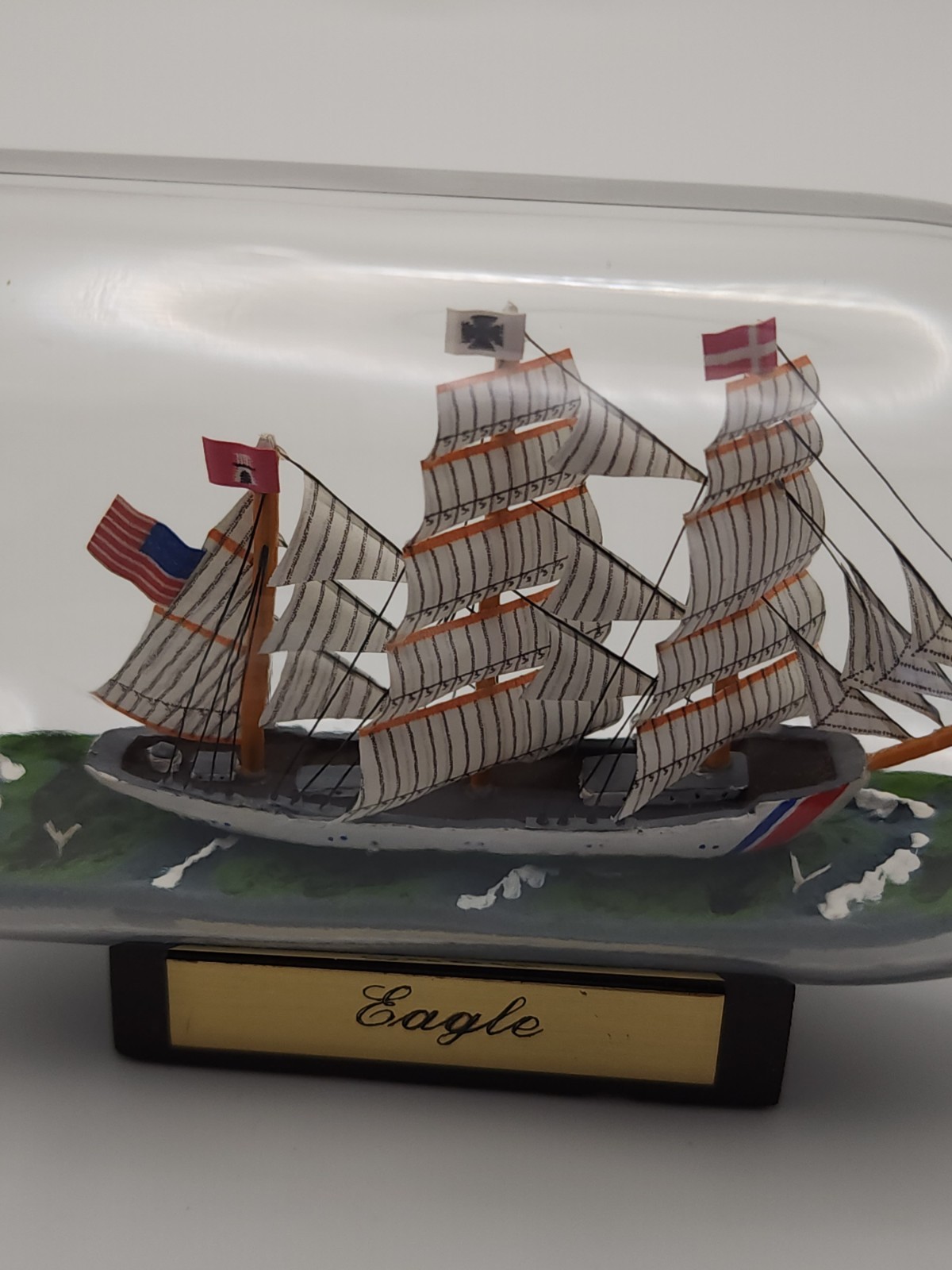 USCGC Barque Eagle Handcrafted Decorative Mini Model Ship Inside Bottle