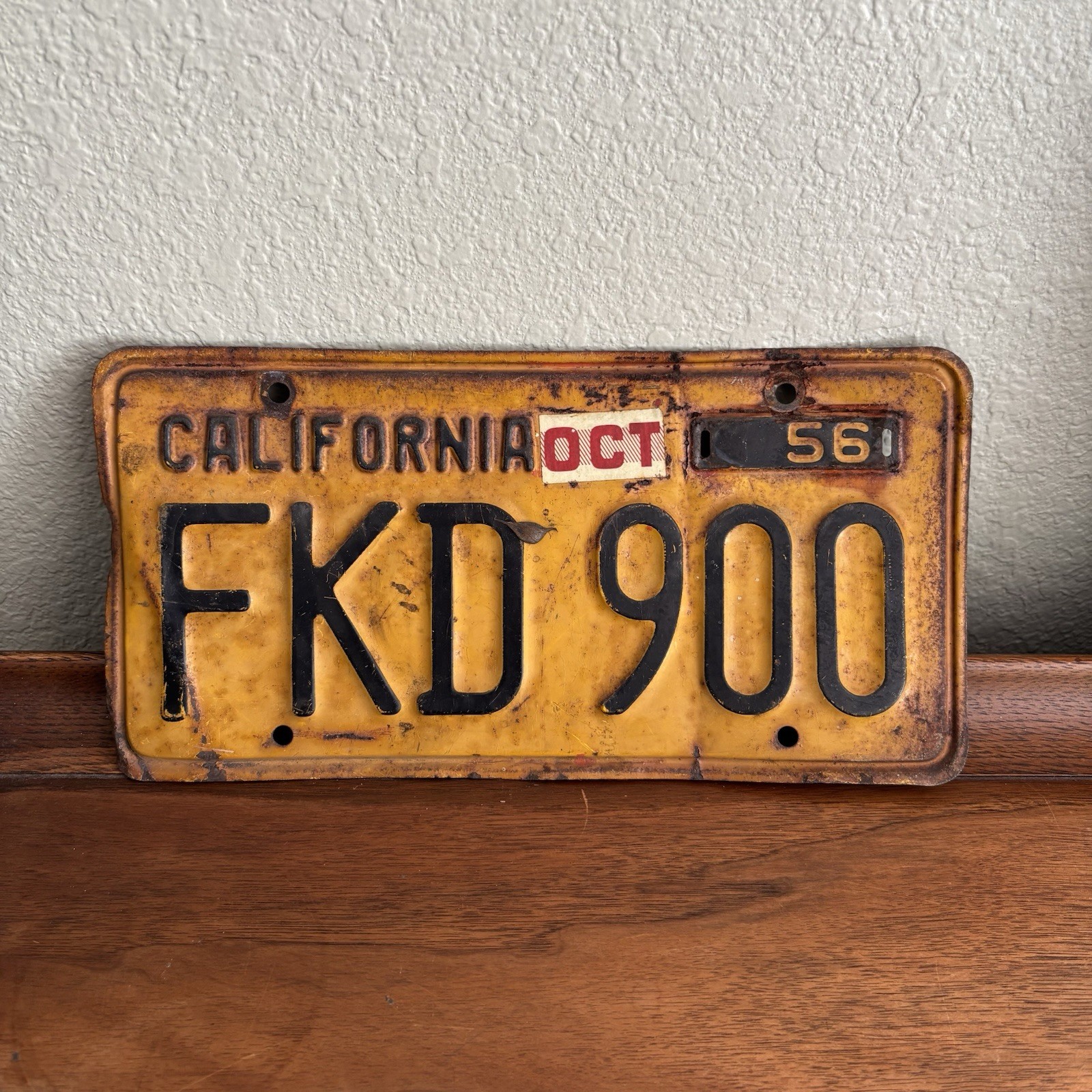 Vintage 1956 California License Plate With October Sticker Vintage 1956 California License Plate With October Sticker