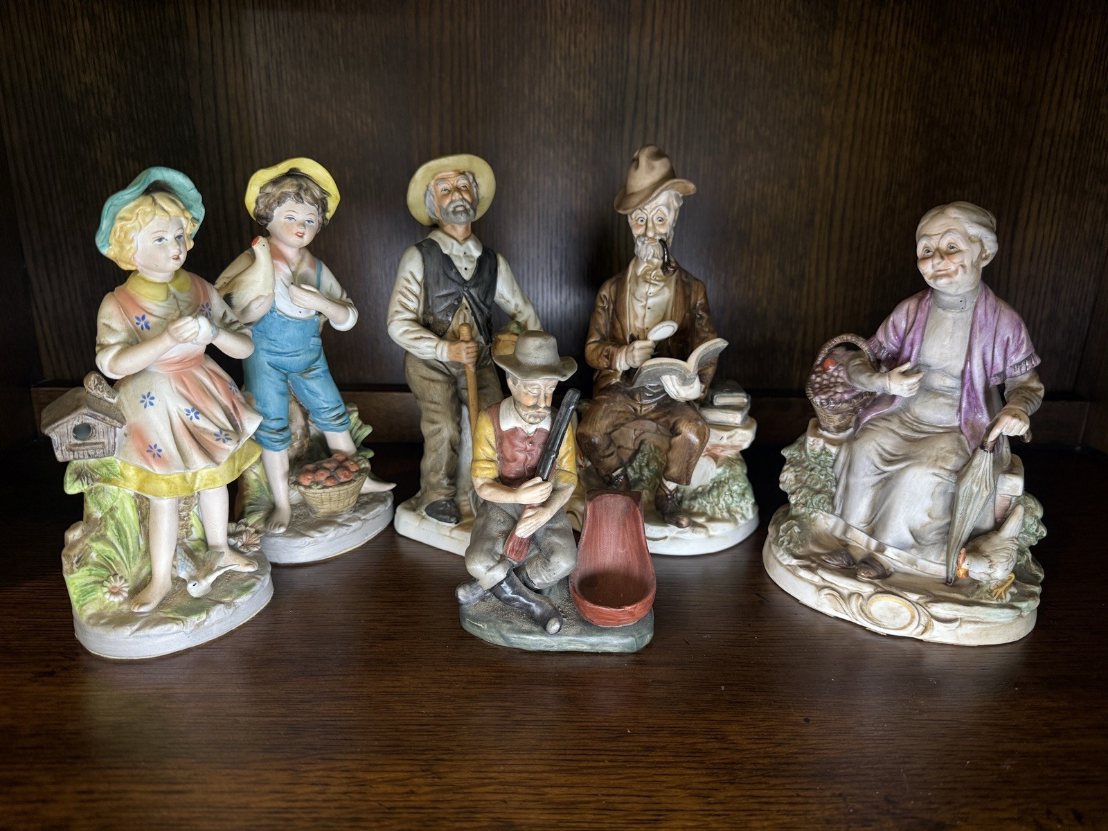 Vintage ARDCO Dallas Porcelain Farmer Family Figurines – Lot of 6