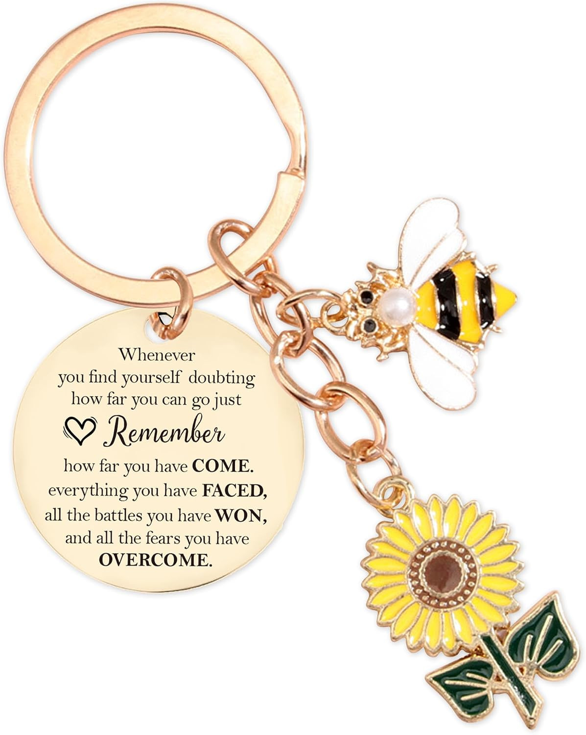 Inspirational Sunflower Bee Keychains Gifts - Motivational Uplifting Quotes Enco Inspirational Sunflower Bee Keychains Gifts - Motivational Uplifting Quotes Enco