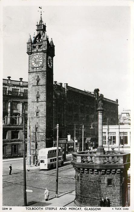 Glasgow Scotland Tolbooth Steeple And Mercat OLD PHOTO