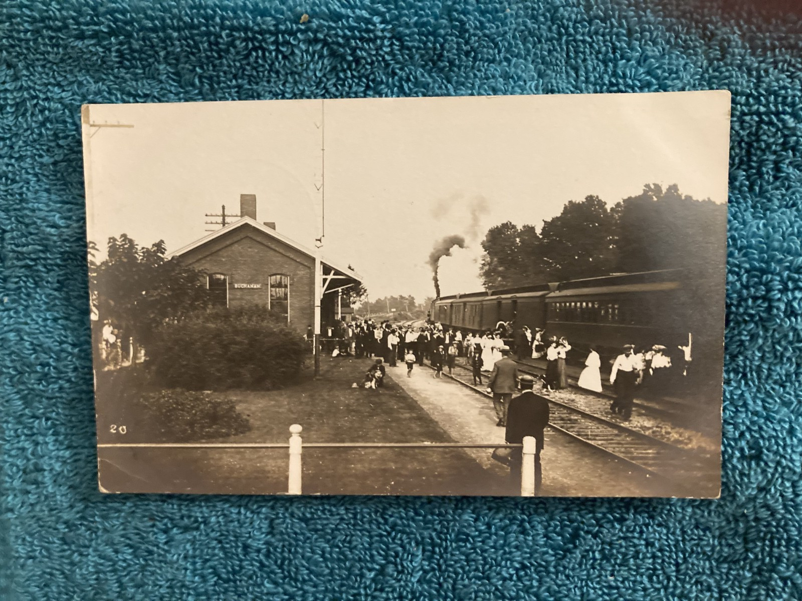 RPPC Buchanan Michigan RR Depot Busy Day Posted 1912 Ira Lindsay Onarga Illinois RPPC Buchanan Michigan RR Depot Busy Day Posted 1912 Ira Lindsay Onarga Illinois