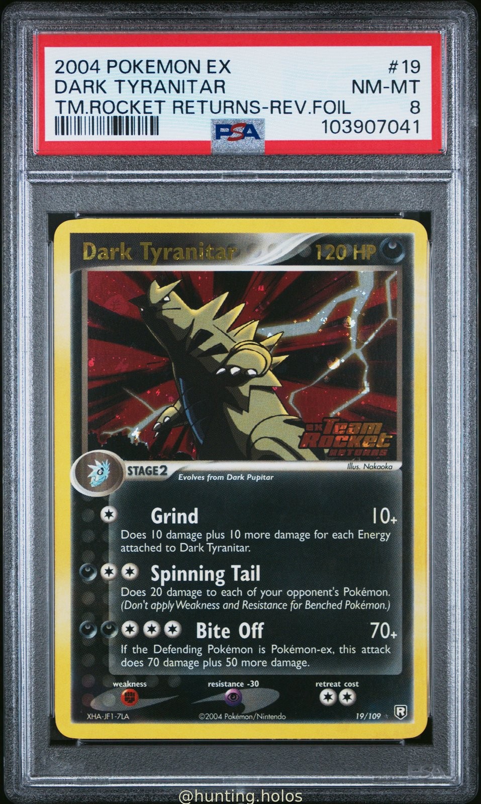 Dark Tyranitar Reverse Holo 19/109 PSA 8 Team Rocket Returns Pokemon Stamped Dark Tyranitar Reverse Holo 19/109 PSA 8 Team Rocket Returns Pokemon Stamped