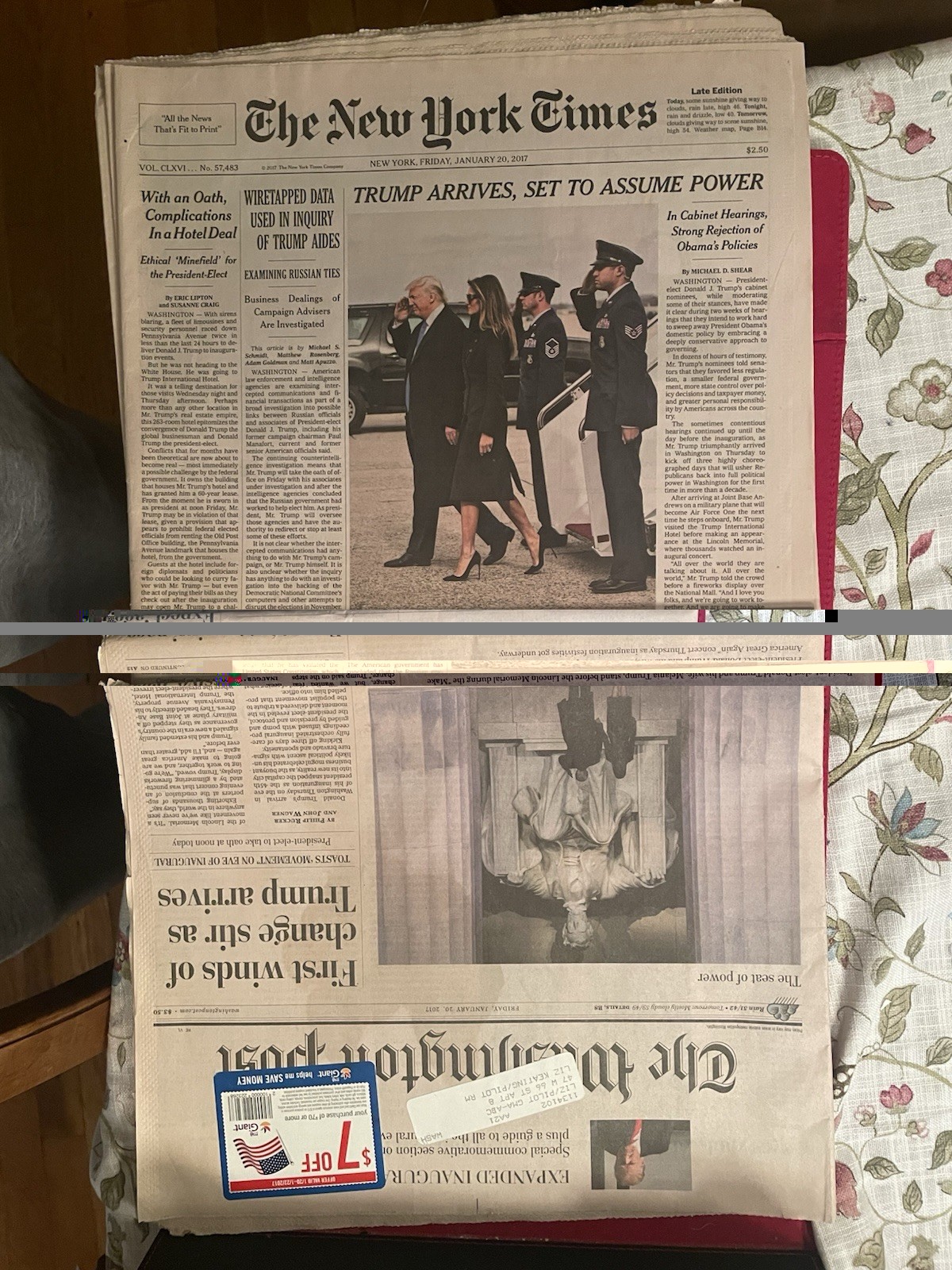X2 The New York Times Late Edition Friday January 20, 2017 - Washington Post X2 The New York Times Late Edition Friday January 20, 2017 - Washington Post