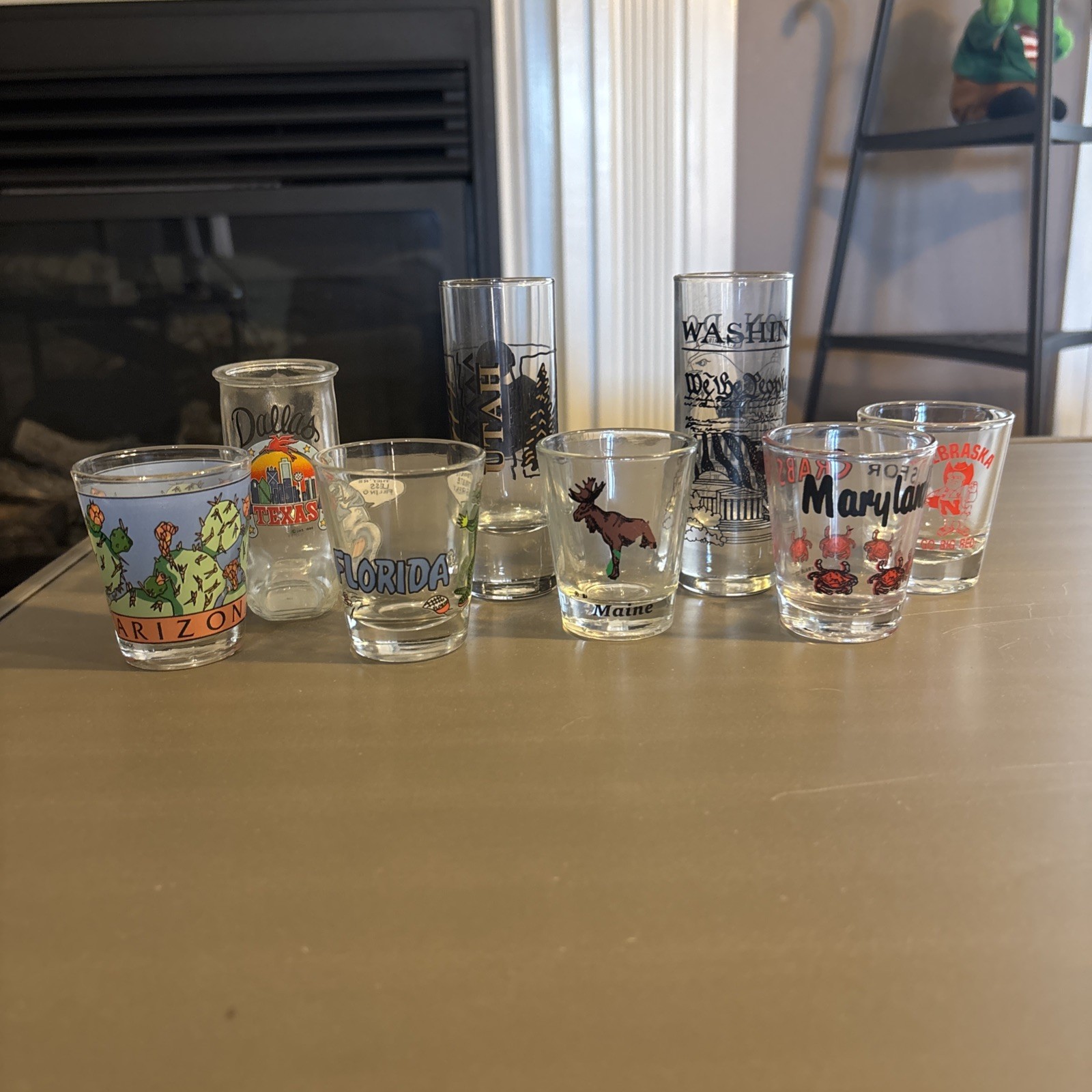 Lot of 8 Vintage Souvenir Shot Glasses Travel Collection-7 US States+ Wash DC Lot of 8 Vintage Souvenir Shot Glasses Travel Collection-7 US States+ Wash DC
