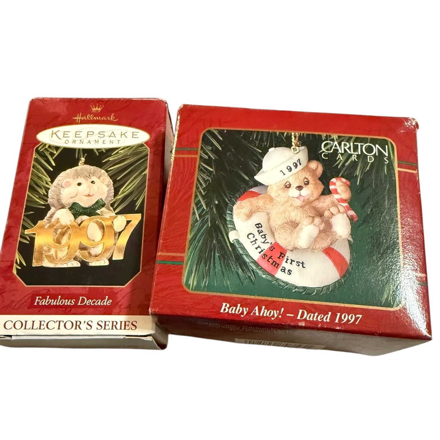 Vintage 1997 Hallmark Keepsake Hedgehog & Carlton Cards Baby First Ornament Lot Vintage 1997 Hallmark Keepsake Hedgehog & Carlton Cards Baby First Ornament Lot