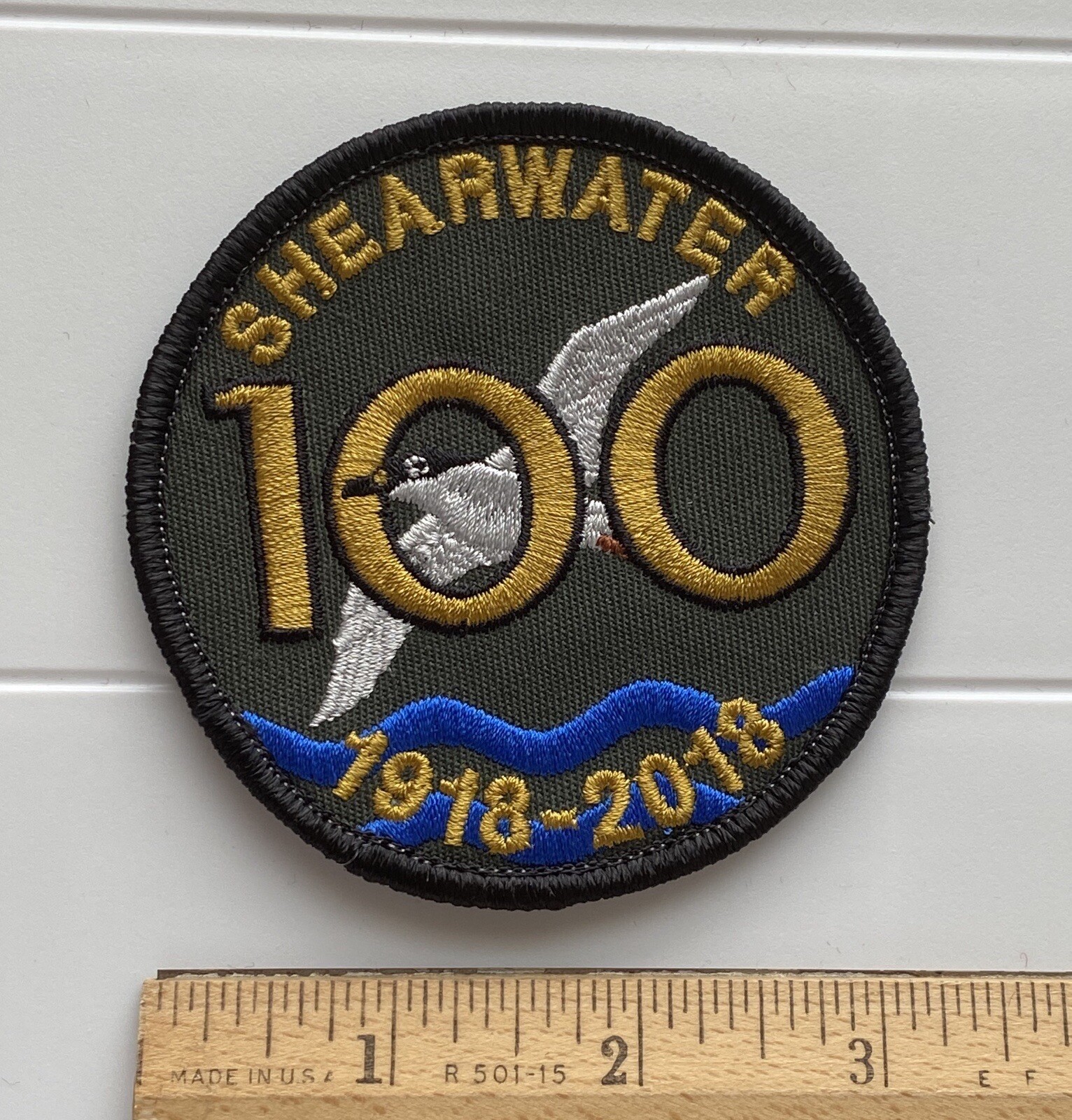 CFB Shearwater 100 Years 1918-2018 3.25” Round Embroidered Hook Loop Patch