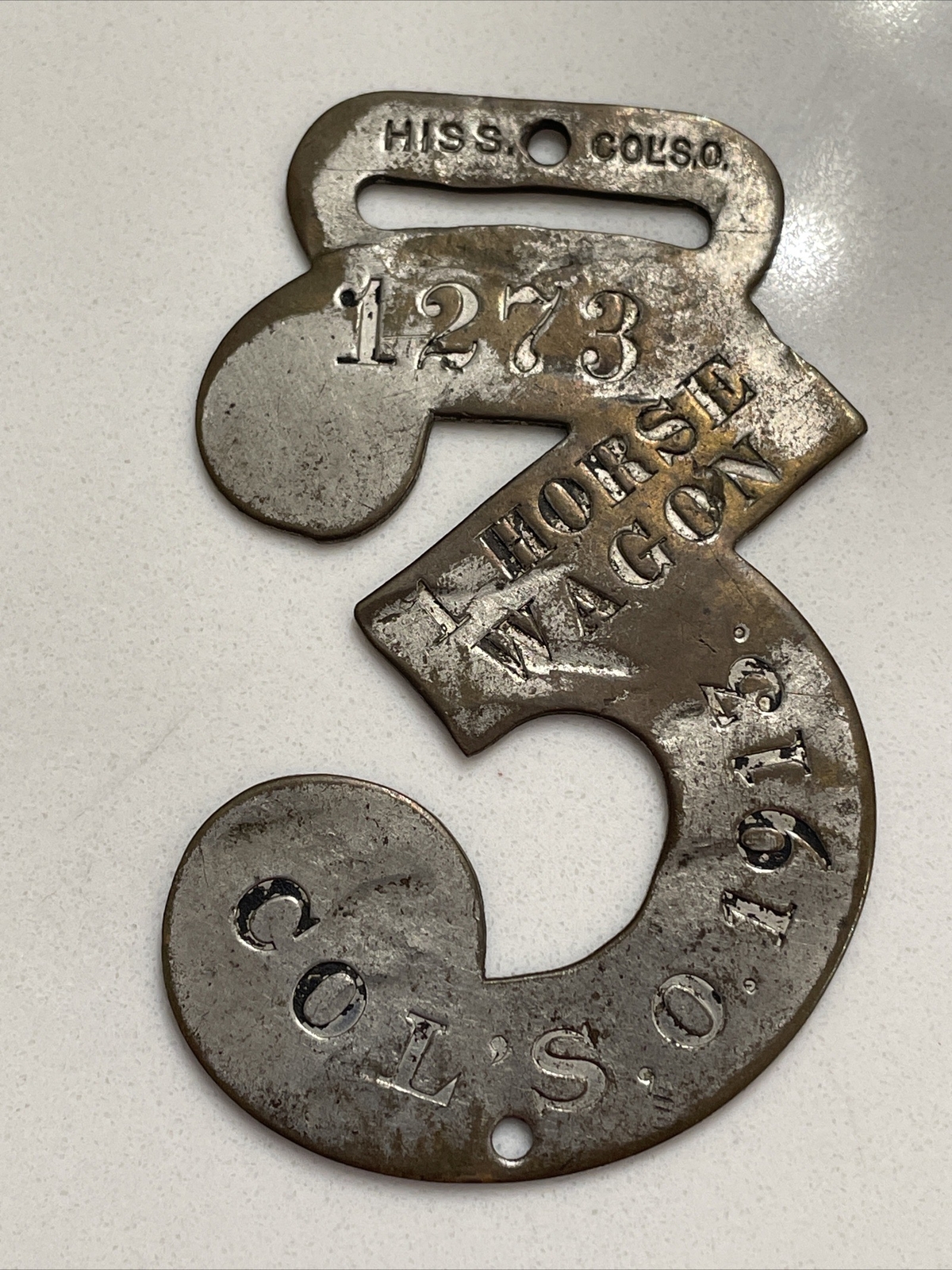 VINTAGE 1913 COLUMBUS OHIO ONE 1 HORSE WAGON HARNESS BRIDAL TAG PLATE #1273 VINTAGE 1913 COLUMBUS OHIO ONE 1 HORSE WAGON HARNESS BRIDAL TAG PLATE #1273