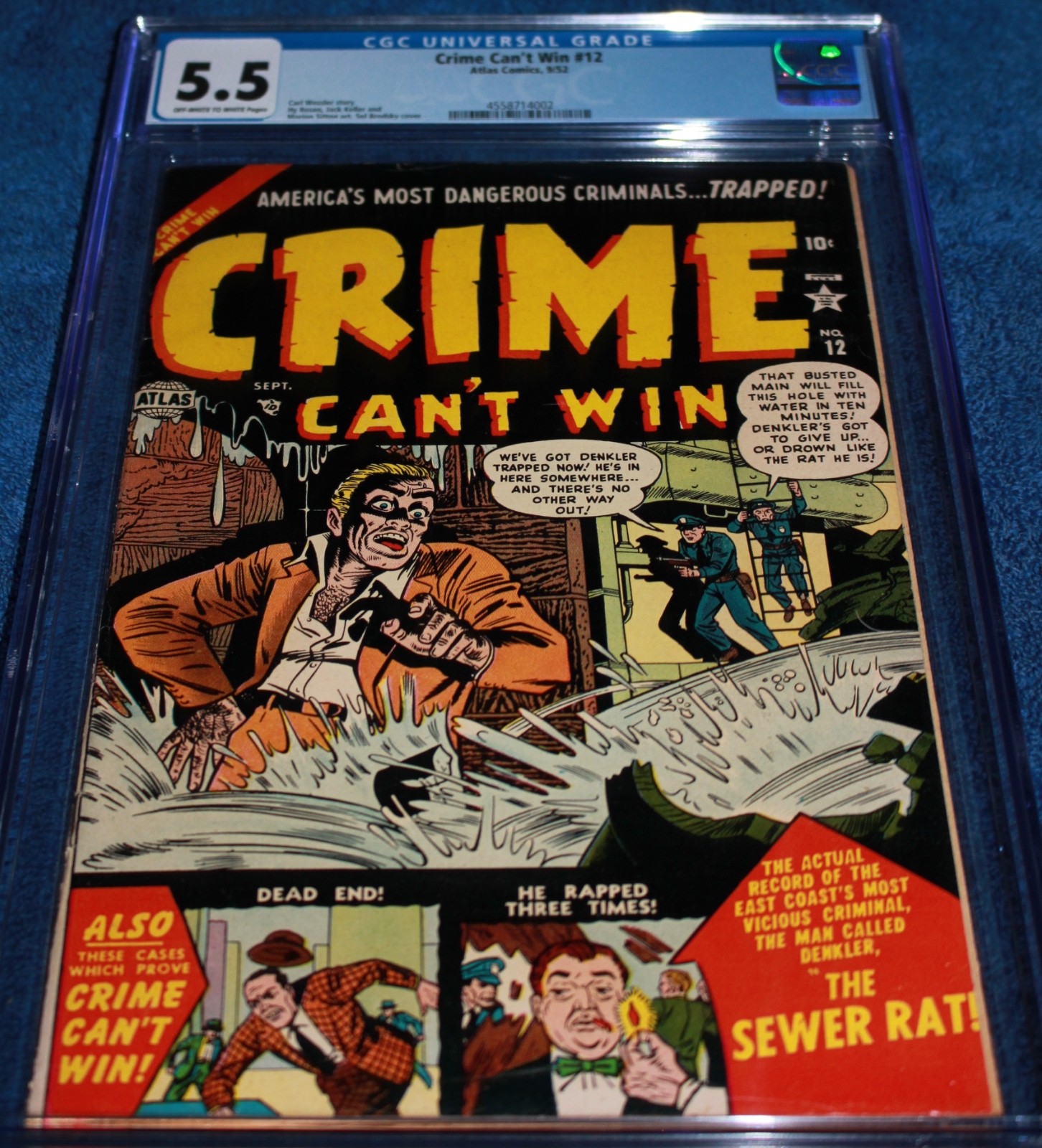 CRIME CAN\'T WIN #12 CGC 5.5 GLOSSY BLACK PRE-CODE COVER. 2ND BEST COPY ONE 6.0. CRIME CAN\'T WIN #12 CGC 5.5 GLOSSY BLACK PRE-CODE COVER. 2ND BEST COPY ONE 6.0.