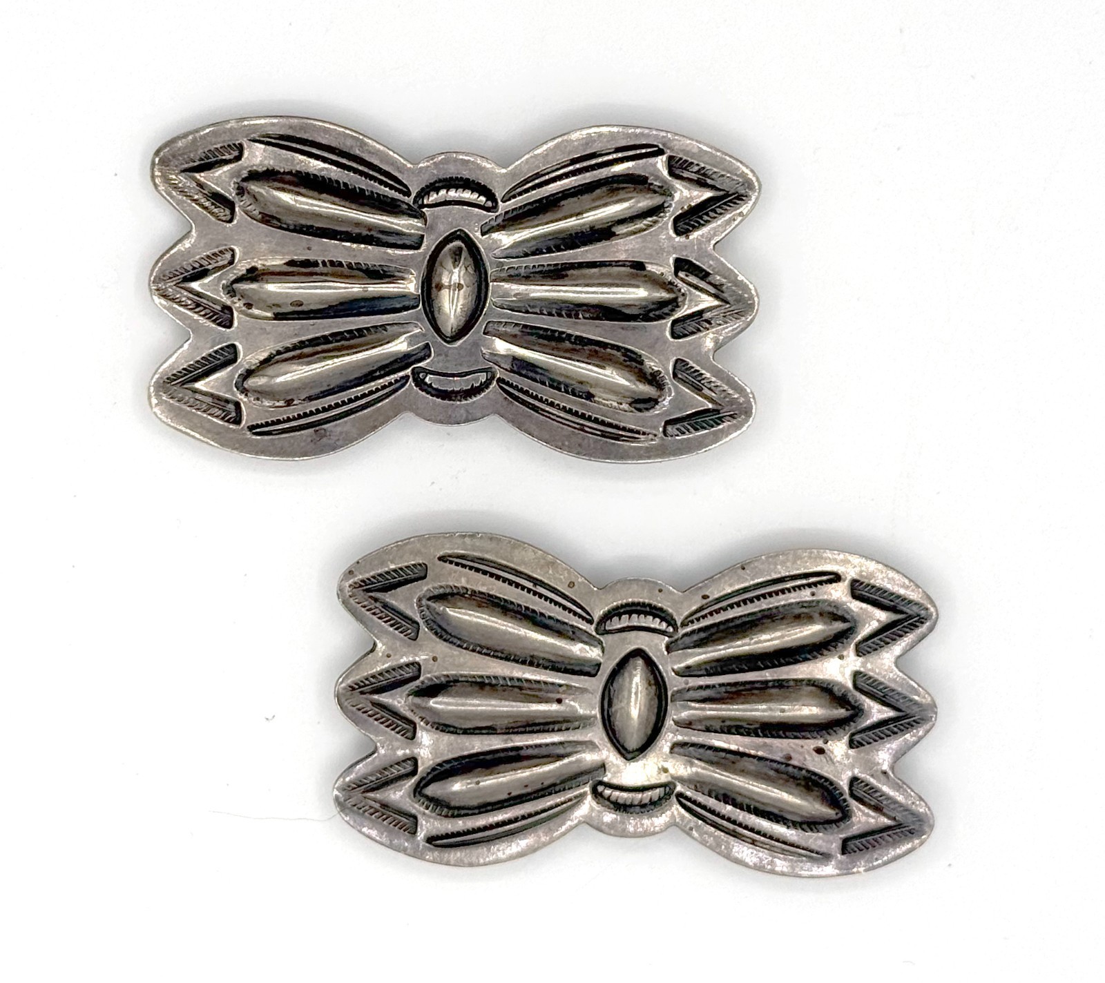 Navajo Sterling Silver Butterfly Concho Slides - Vintage 1960s Stamped - 36.4g Navajo Sterling Silver Butterfly Concho Slides - Vintage 1960s Stamped - 36.4g