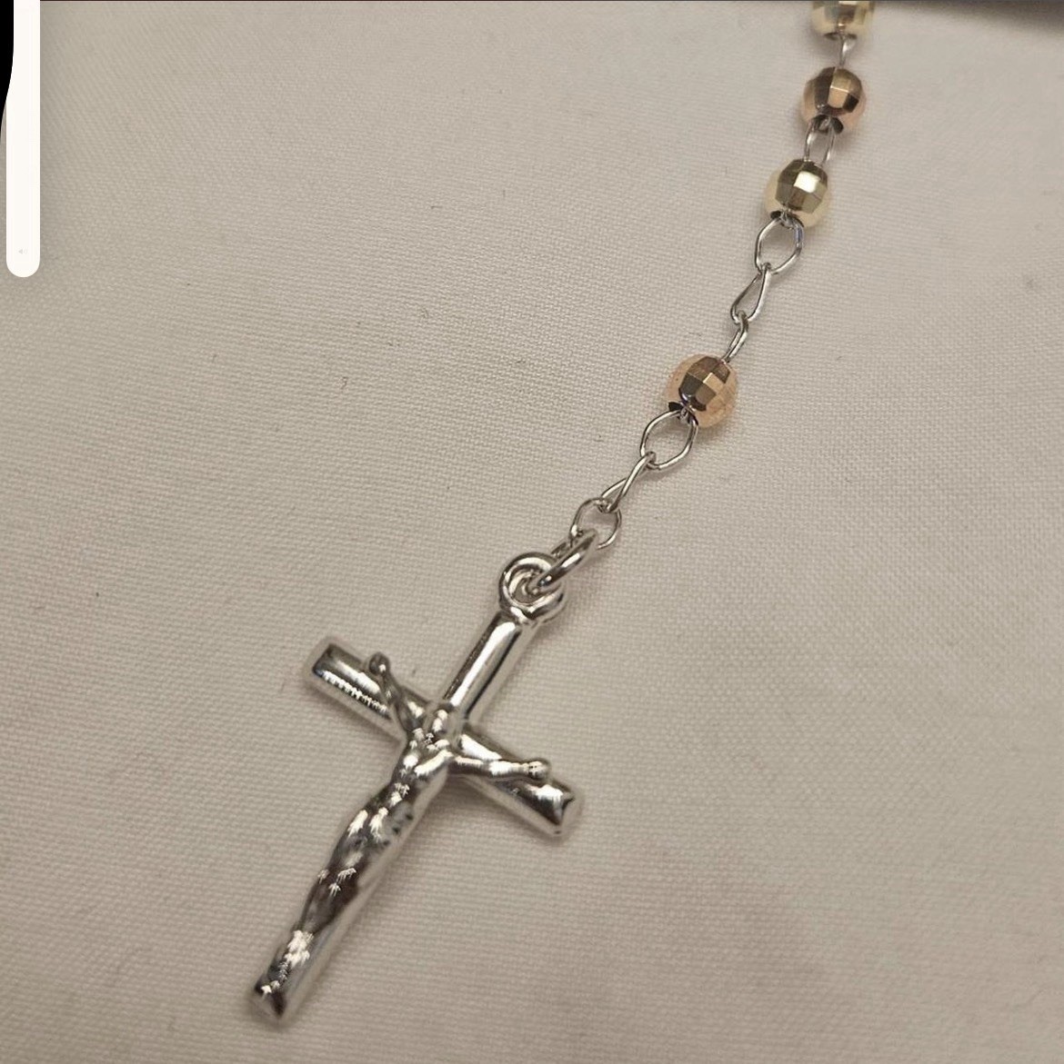 .925 Italian Sterling Silver Rosary Necklace wCrucifix Pendant & tricolor beads .925 Italian Sterling Silver Rosary Necklace wCrucifix Pendant & tricolor beads