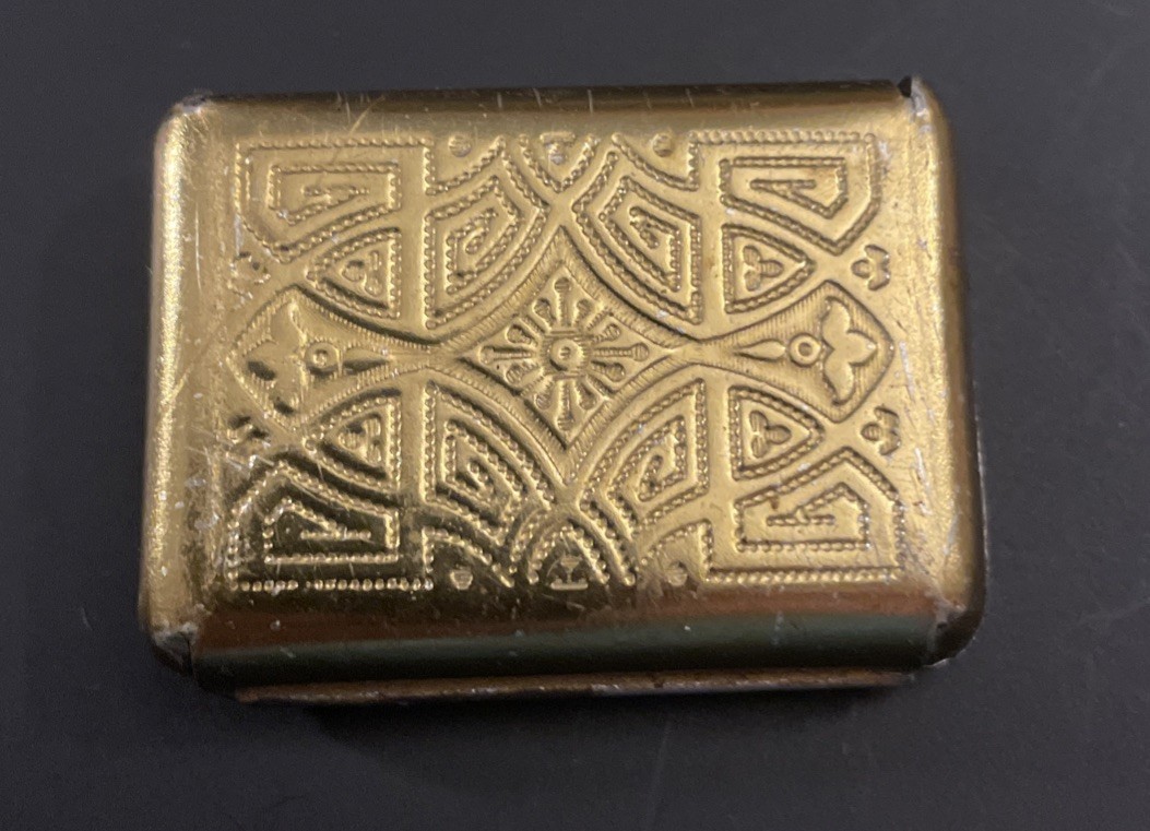 Vintage Antique Geschutzt Pill Box Holder Tin Germany Very Rare