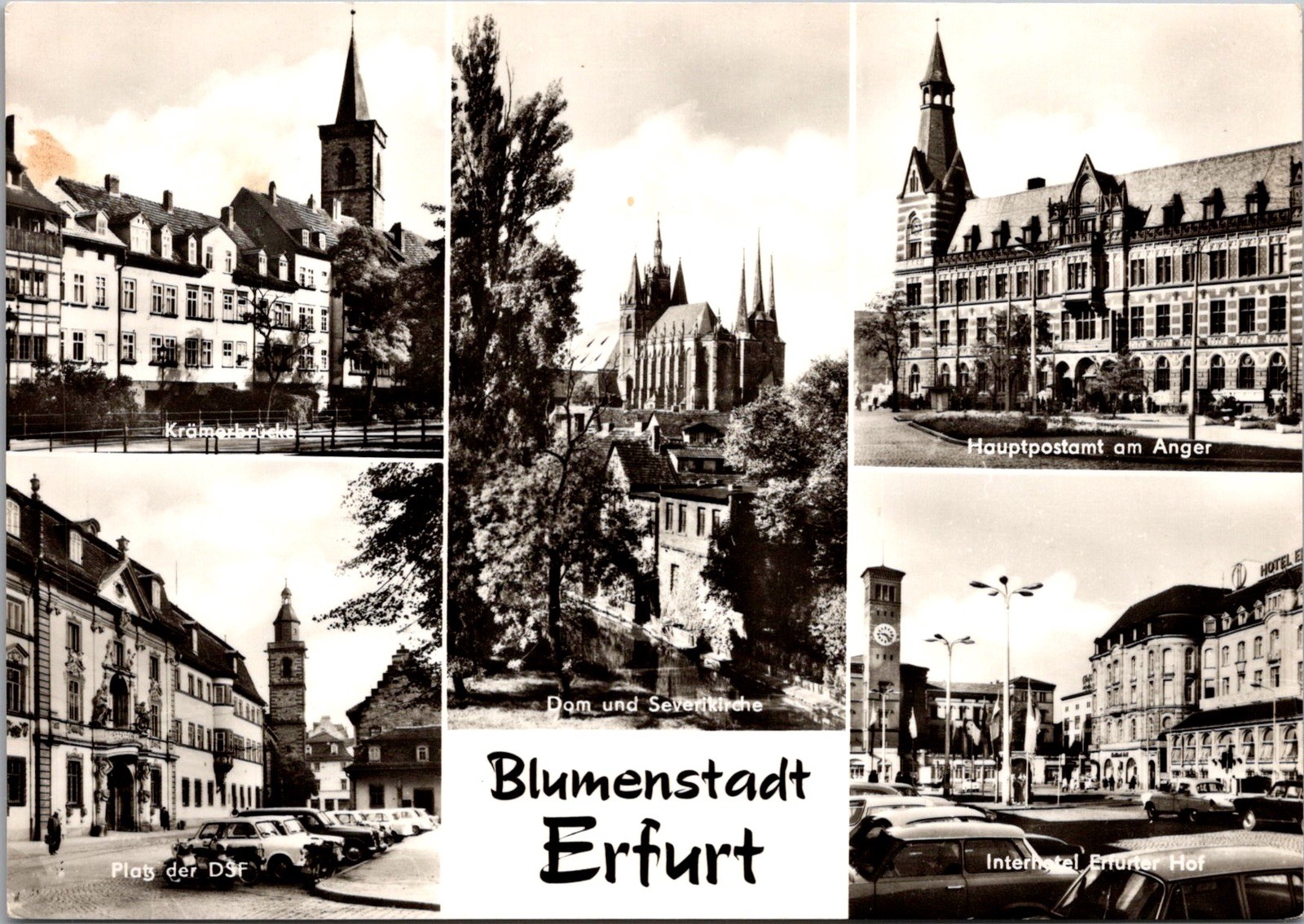 Views Erfurt Germany Featuring Cathedral Post Office Real Photo RPPC Postcard