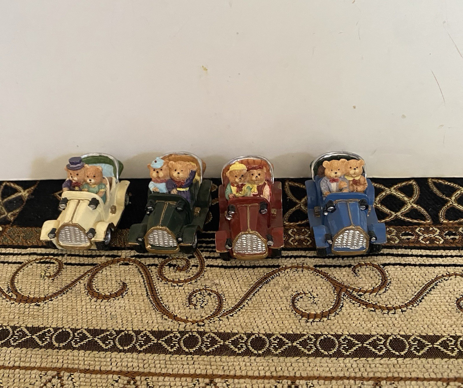Tiny Teddy Bear Kiddie Classic Car Figurines Set of 4 1.25”x2.25”x1.5”