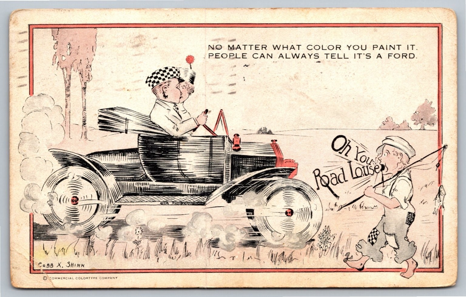1915 Cobb X. Shinn Ford Model T Cartoon Postcard - \