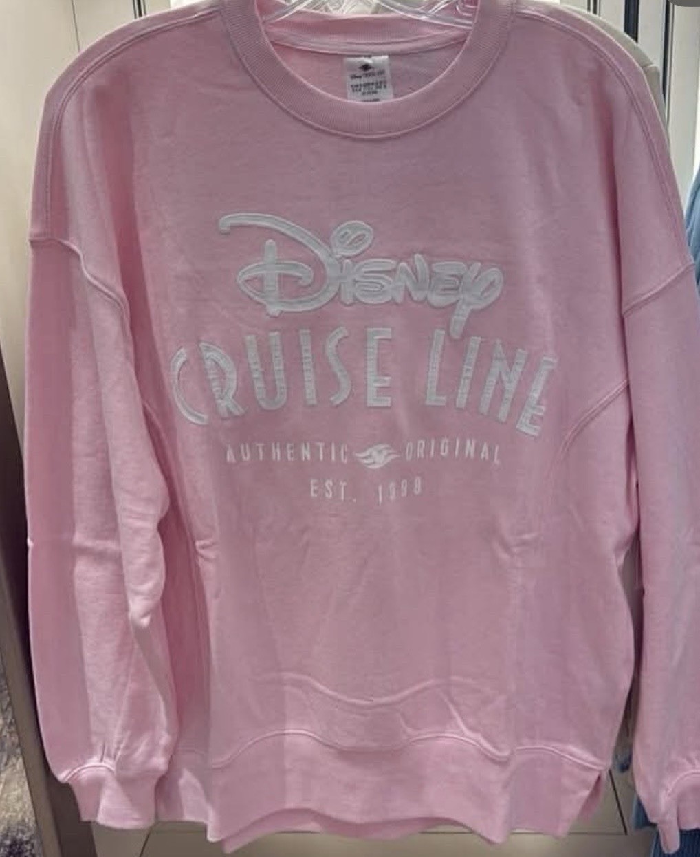 S NWT 2026 Disney Cruise Line Authentic Est 1998 Pink White Crewneck Sweatshirt